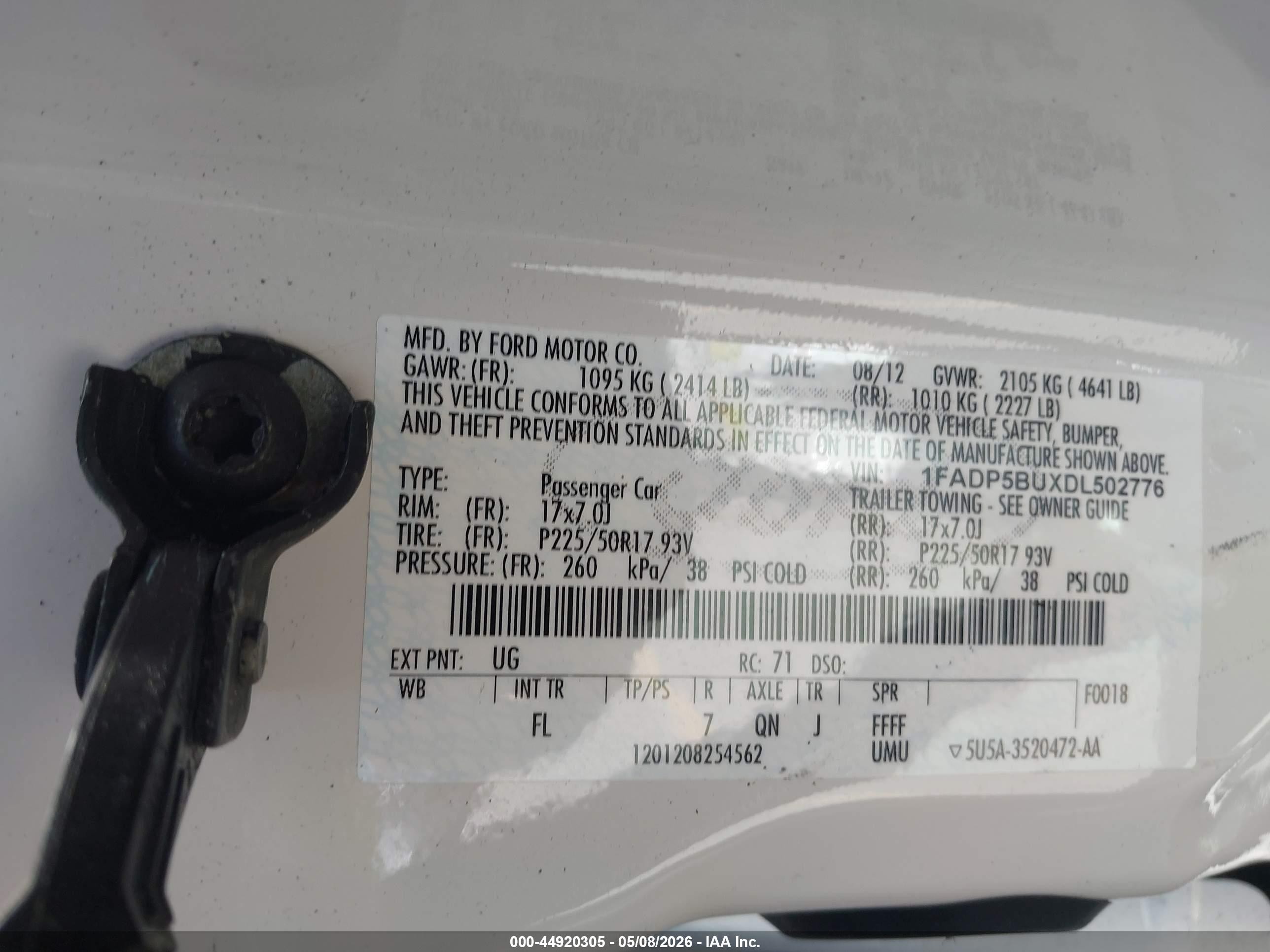 2013 Ford C-max Hybrid Sel White vin: 1FADP5BUXDL502776