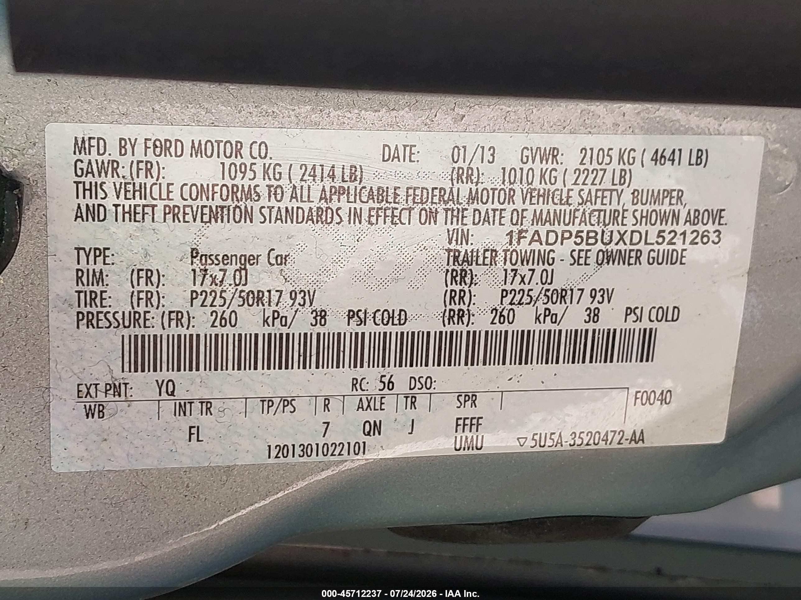2013 Ford C-max Hybrid Sel Light Blue vin: 1FADP5BUXDL521263