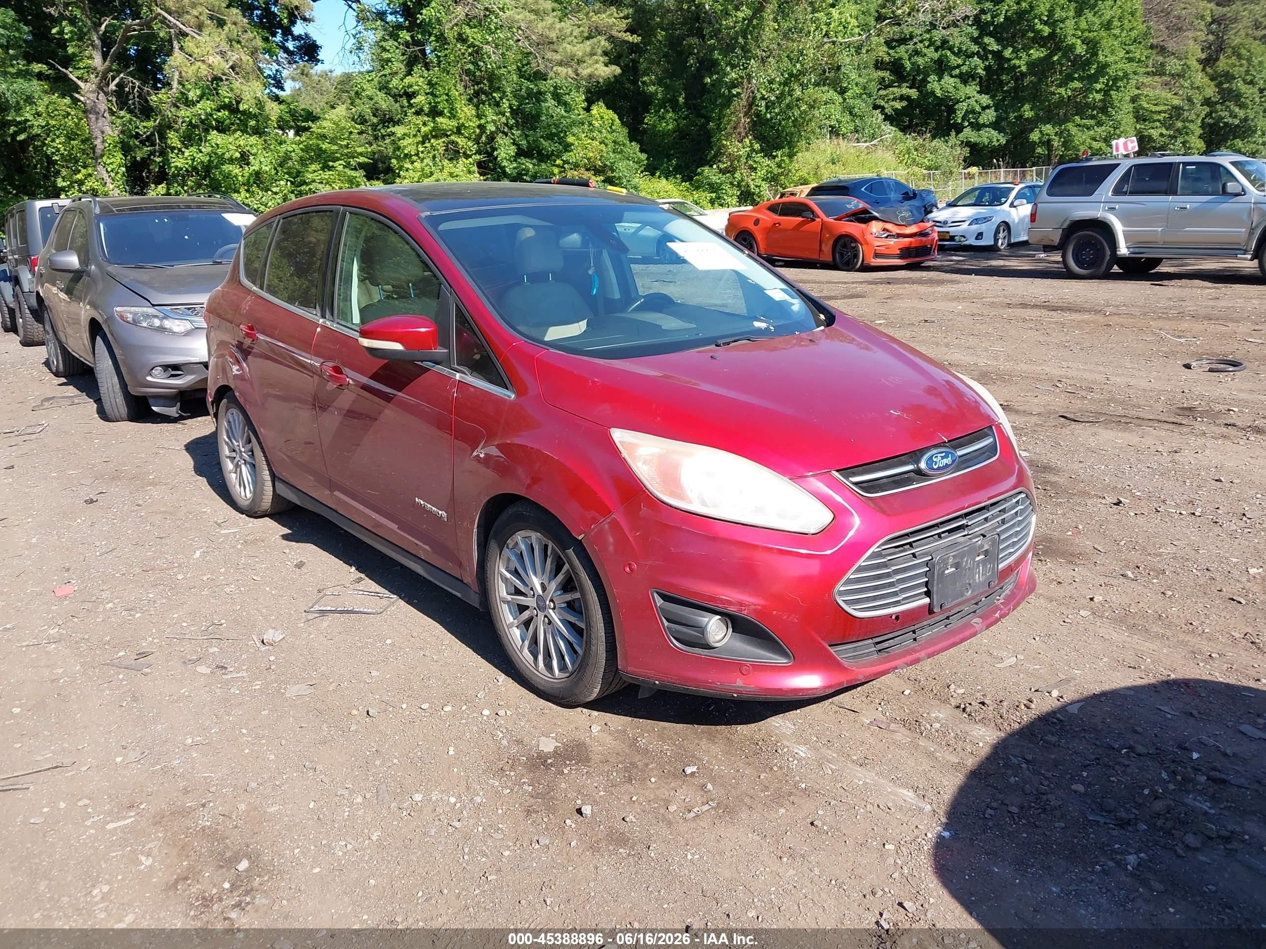2013 Ford C-max Hybrid Sel Burgundy vin: 1FADP5BUXDL534580
