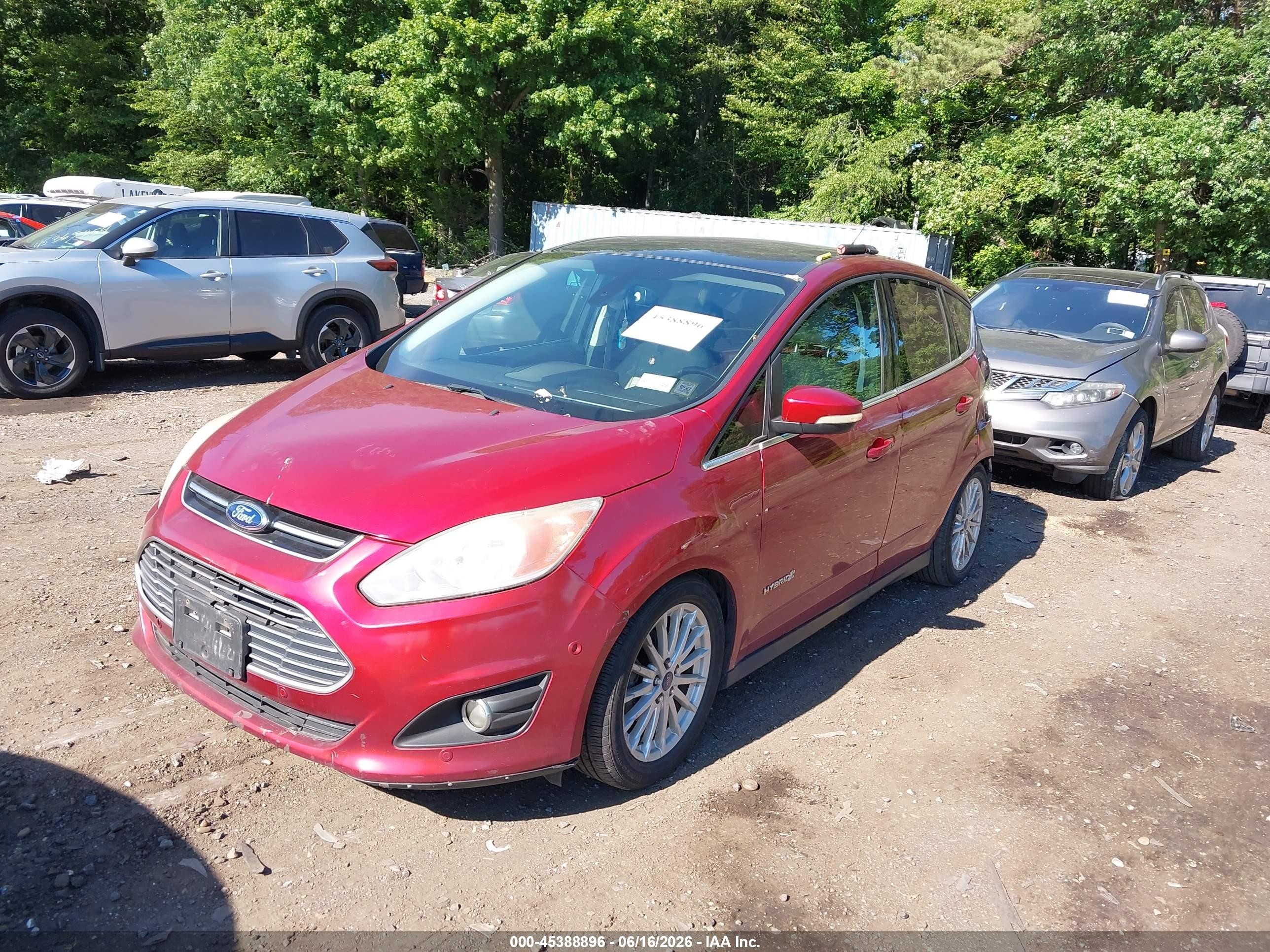 2013 Ford C-max Hybrid Sel Burgundy vin: 1FADP5BUXDL534580