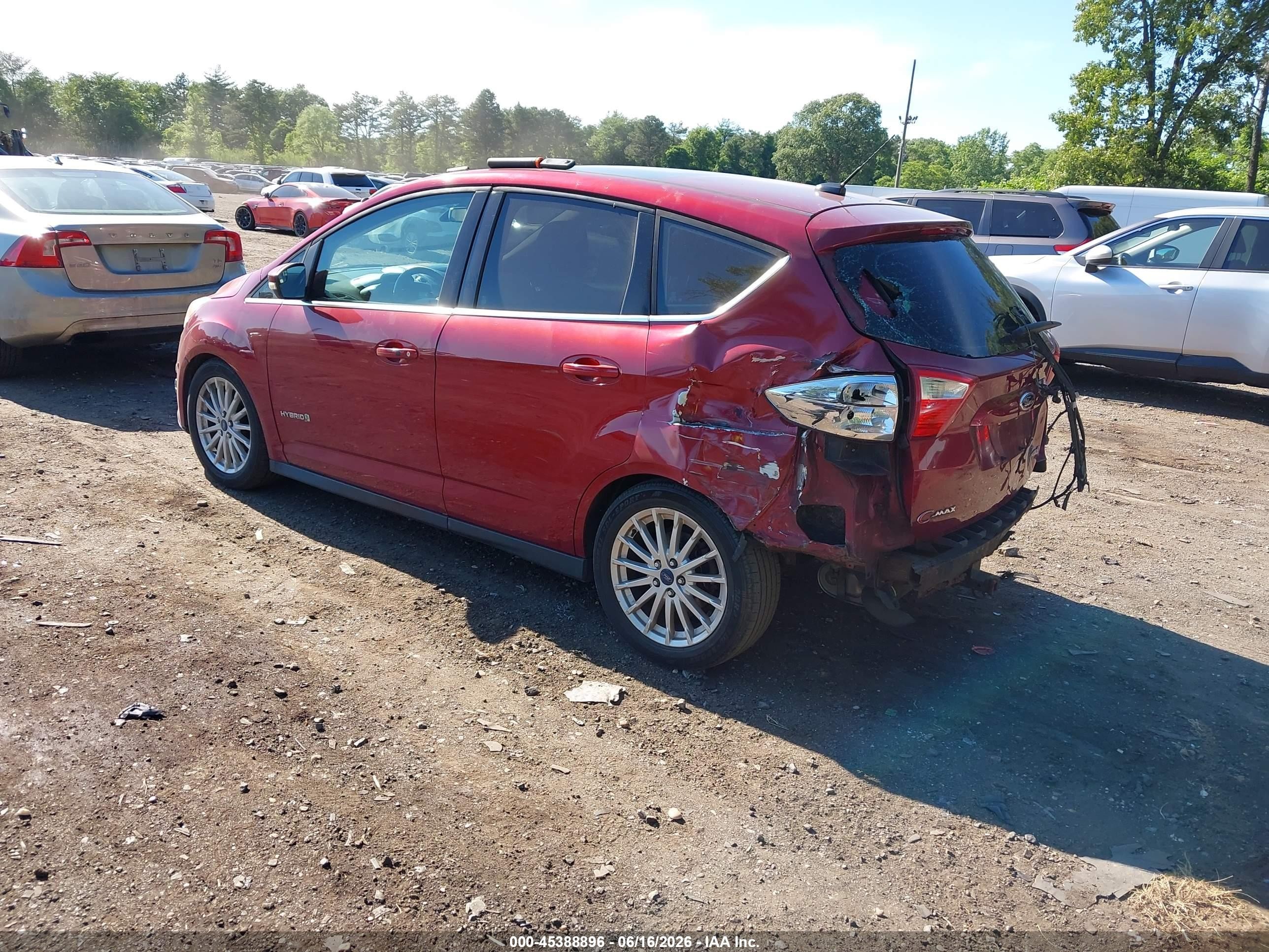 2013 Ford C-max Hybrid Sel Burgundy vin: 1FADP5BUXDL534580