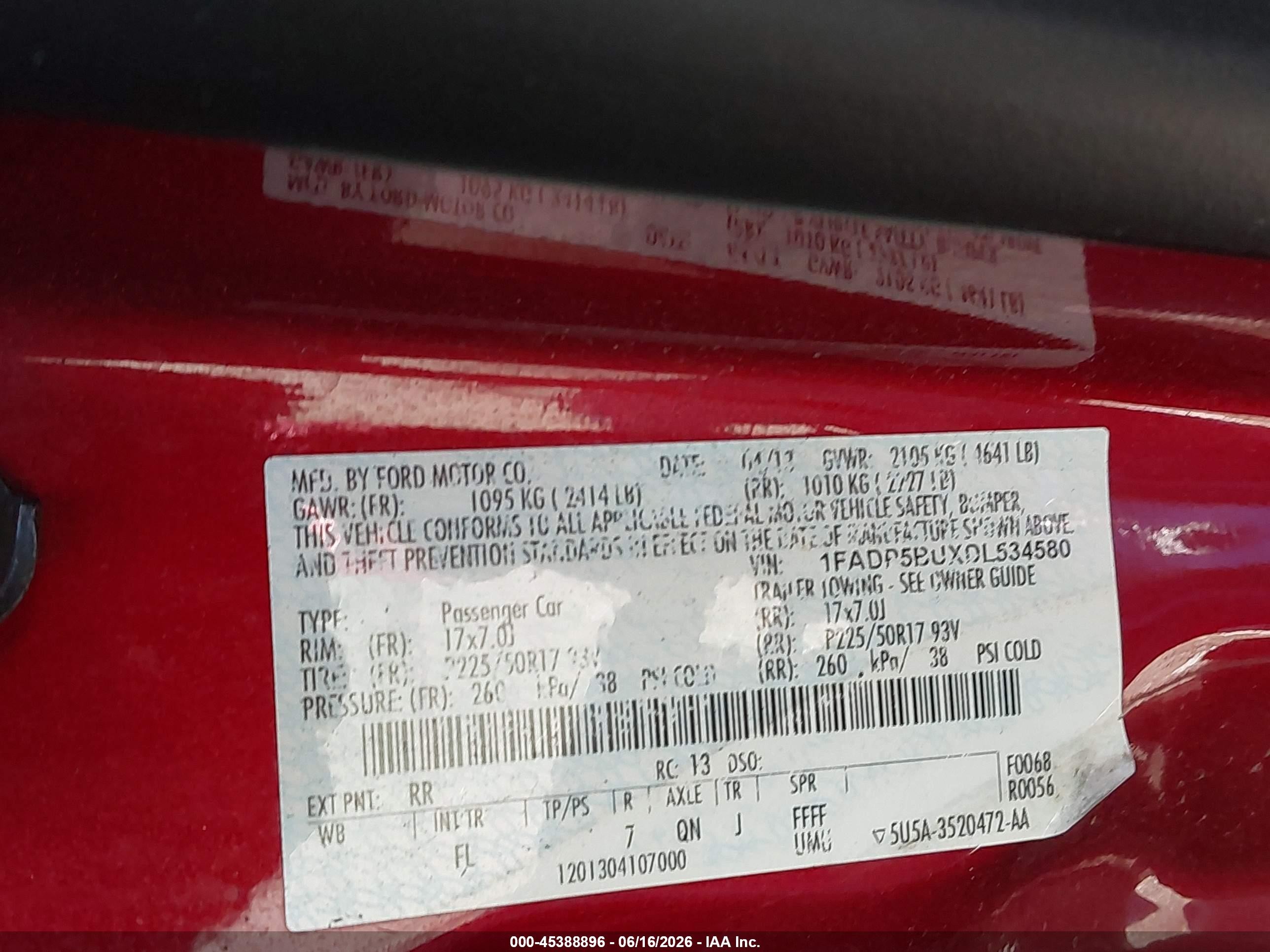 2013 Ford C-max Hybrid Sel Burgundy vin: 1FADP5BUXDL534580