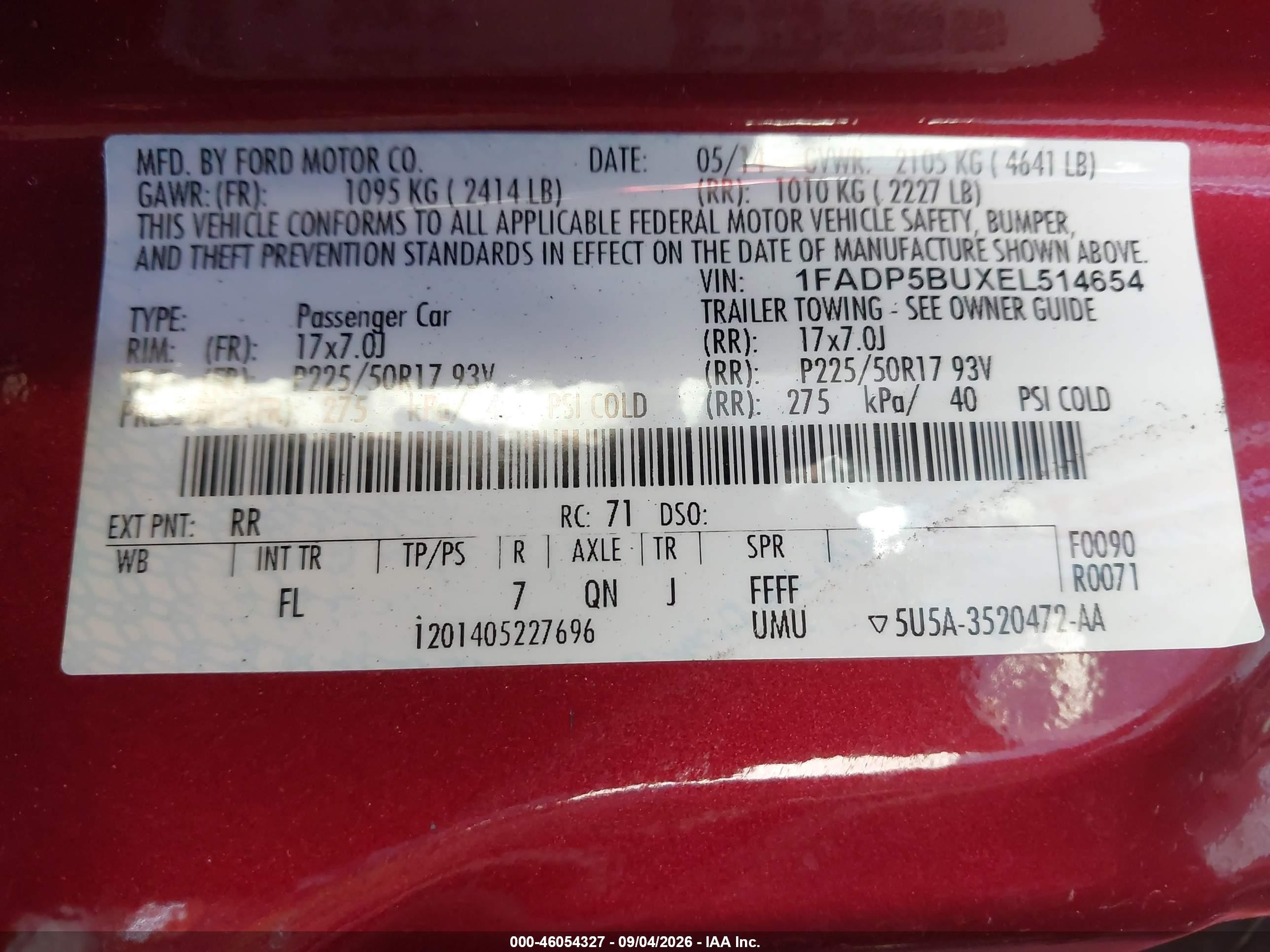 2014 Ford C-max Hybrid Sel Бордовый vin: 1FADP5BUXEL514654