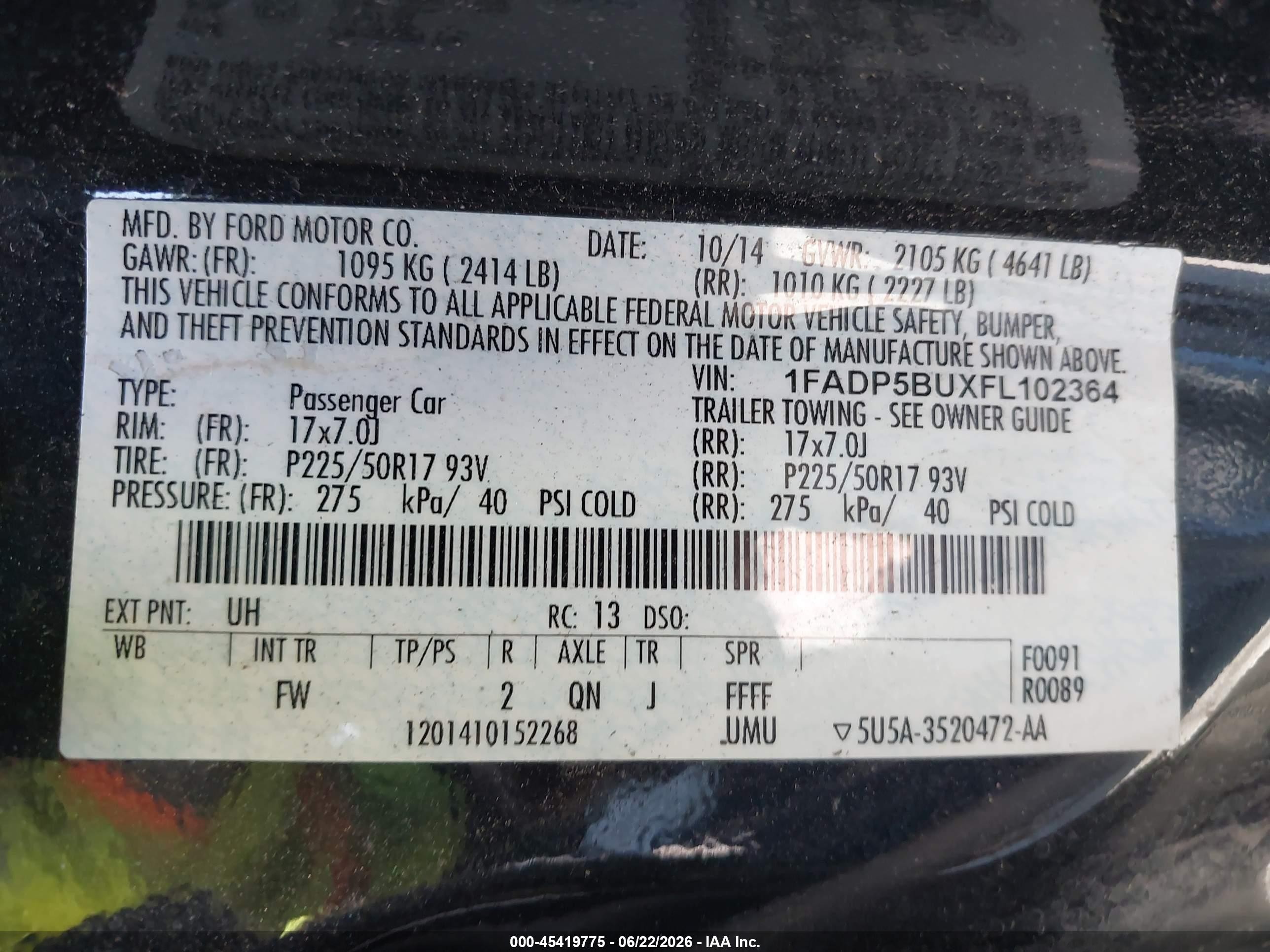 2015 Ford C-max Hybrid Sel Black vin: 1FADP5BUXFL102364