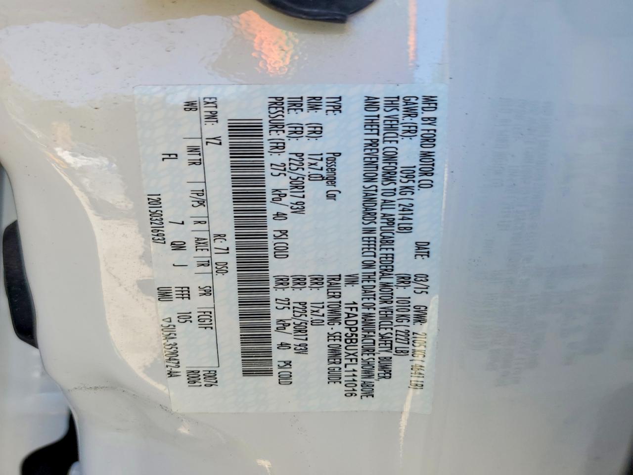 2015 Ford C-max Sel White vin: 1FADP5BUXFL111016
