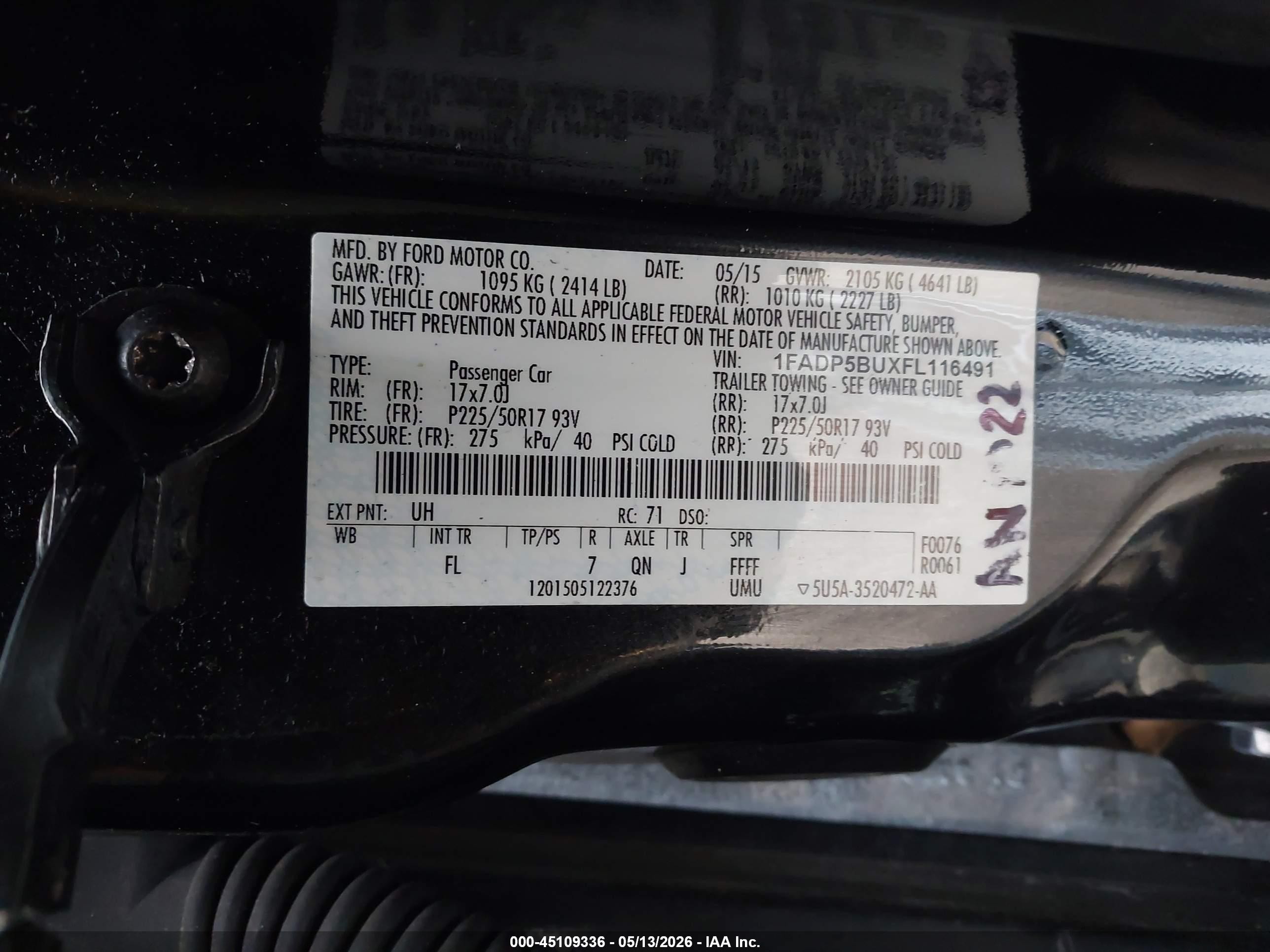 2015 Ford C-max Hybrid Sel Black vin: 1FADP5BUXFL116491