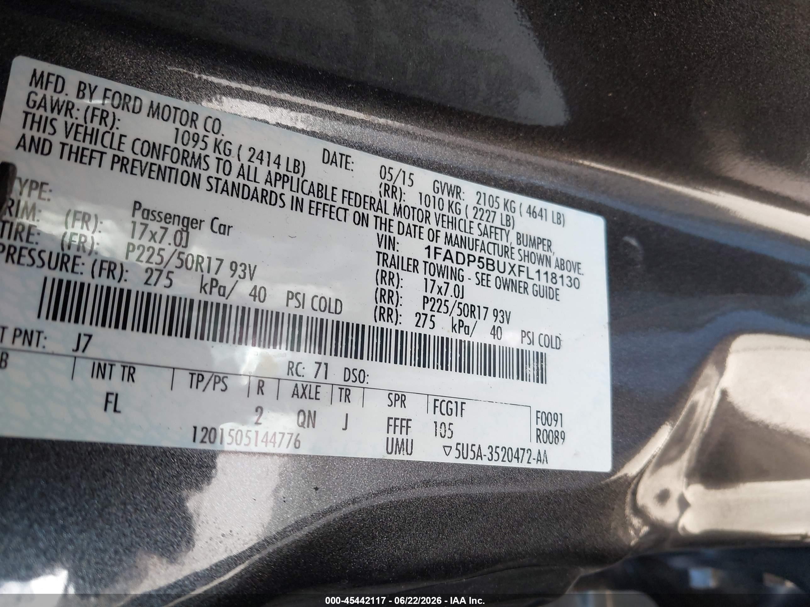 2015 Ford C-max Hybrid Sel Gray vin: 1FADP5BUXFL118130