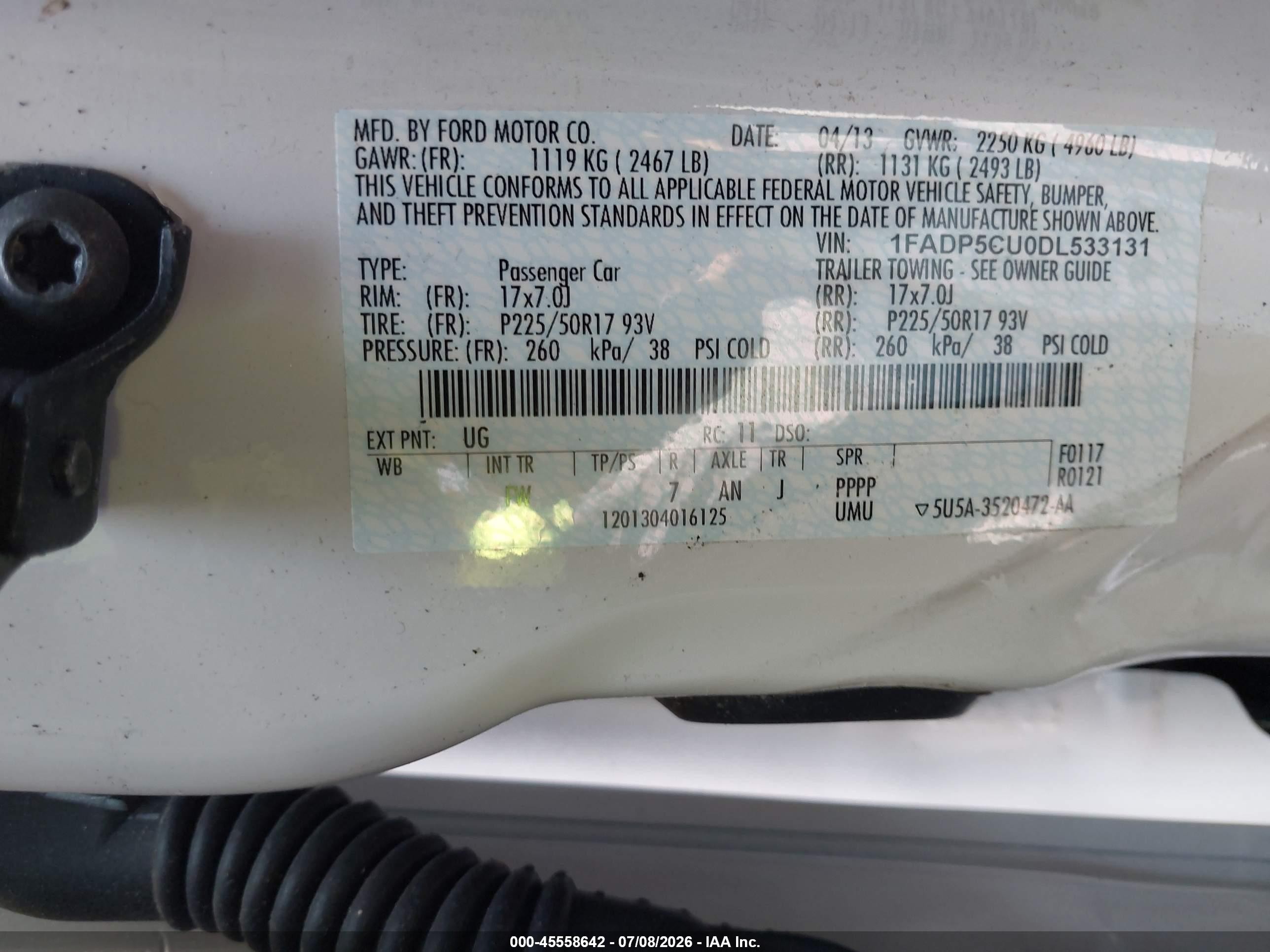 2013 Ford C-max Energi Sel White vin: 1FADP5CU0DL533131