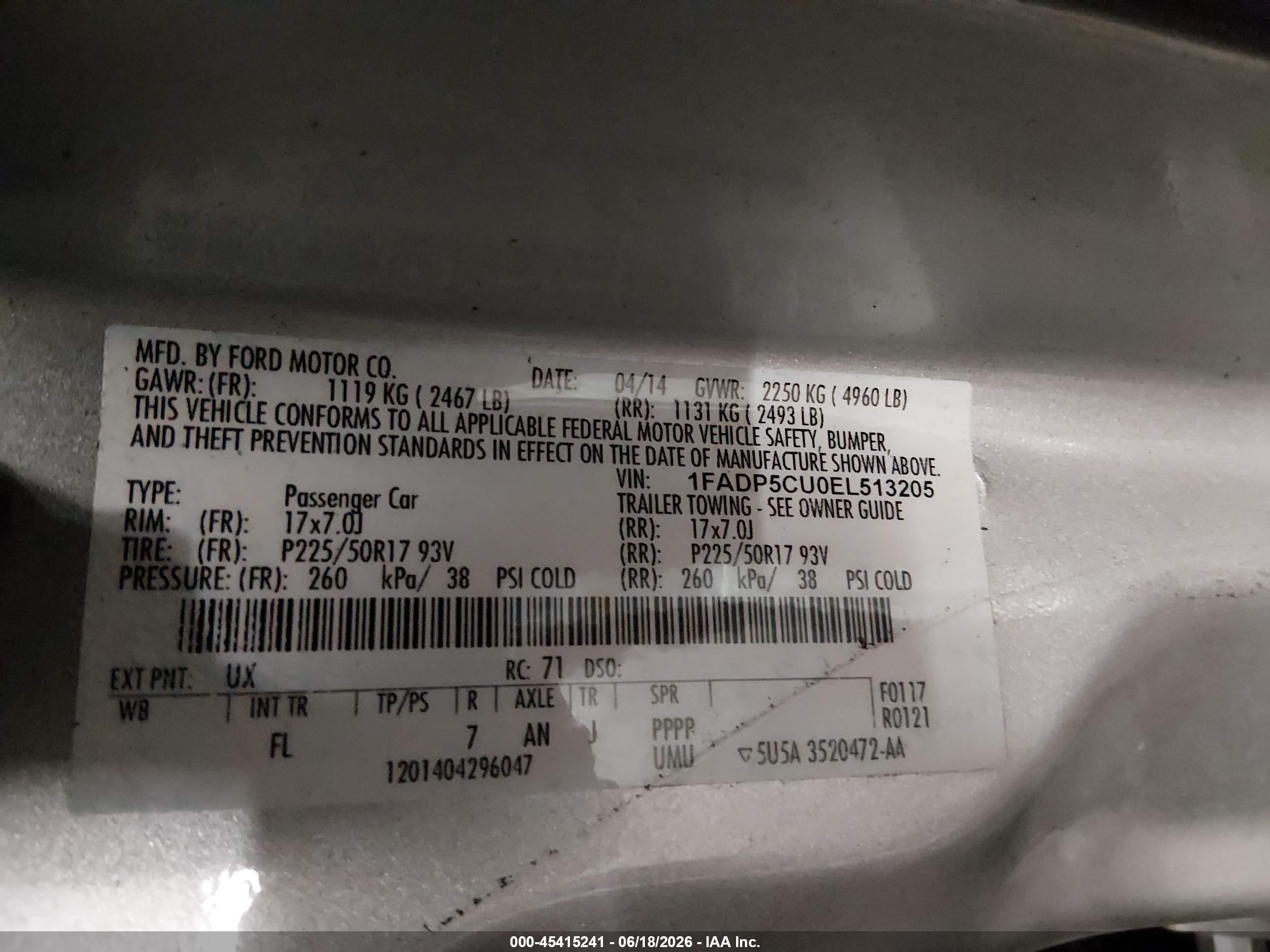 2014 Ford C-max Energi Sel Серебряный vin: 1FADP5CU0EL513205