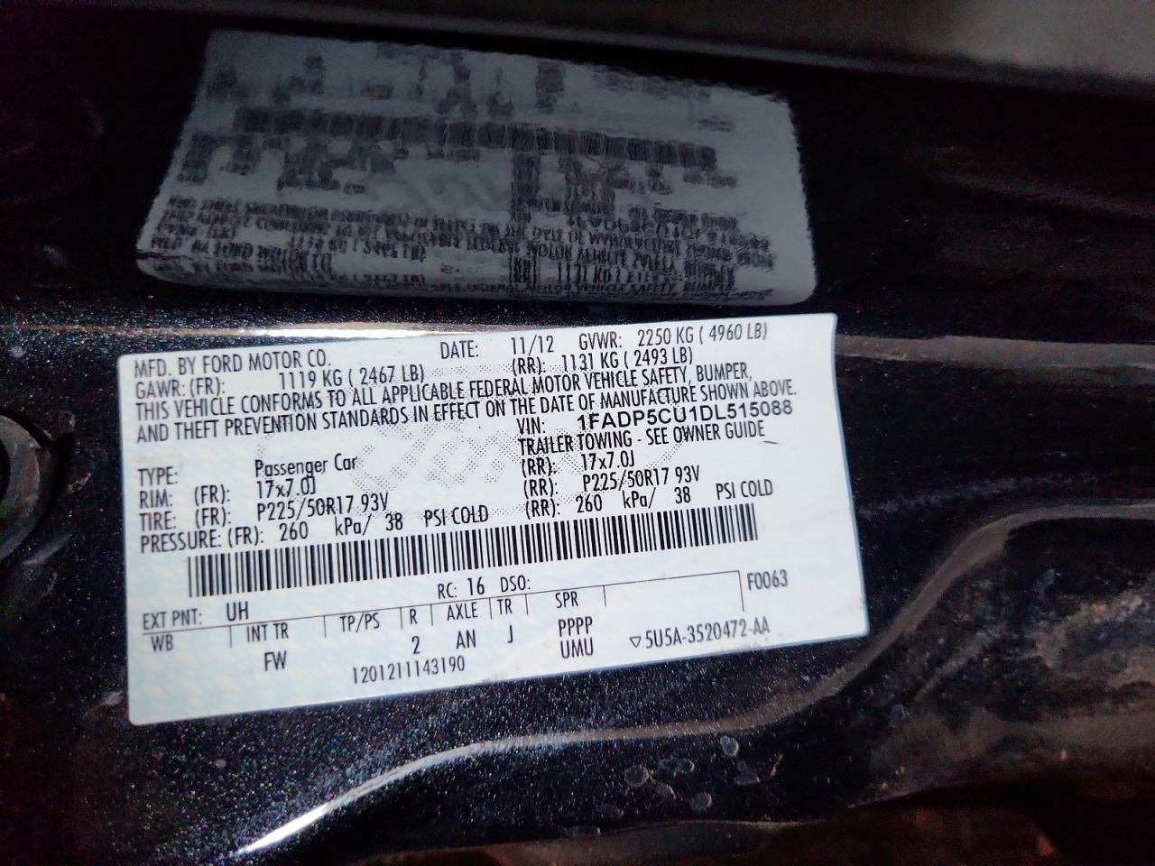 2013 Ford C-max Premium Black vin: 1FADP5CU1DL515088