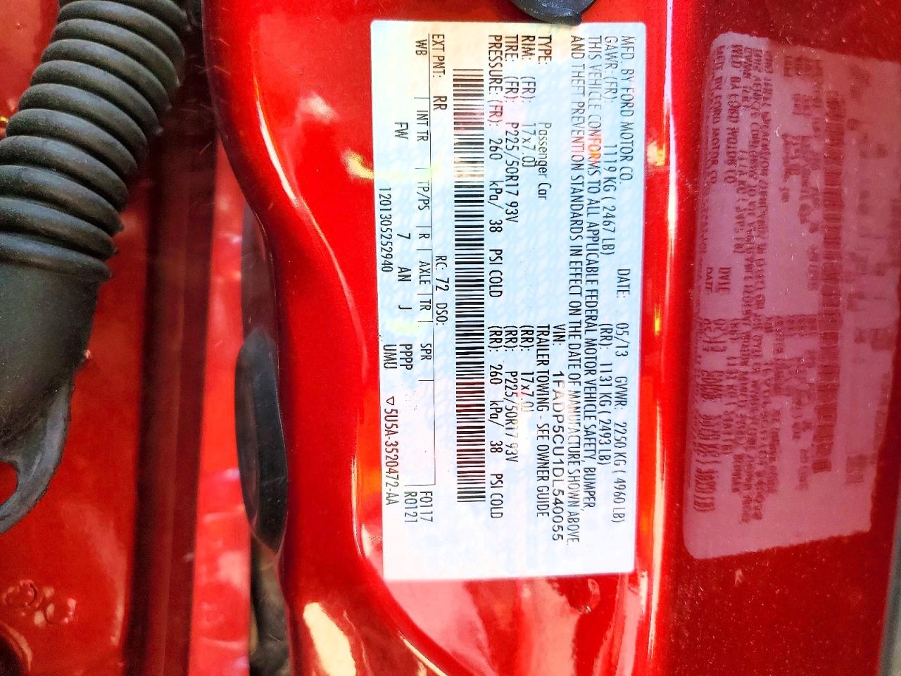 2013 Ford C-max Premium Red vin: 1FADP5CU1DL540055