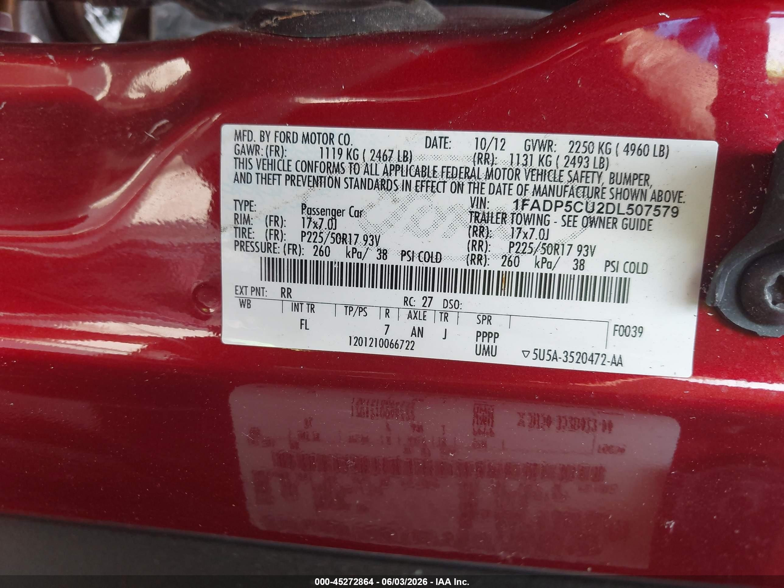 2013 Ford C-max Energi Sel Burgundy vin: 1FADP5CU2DL507579