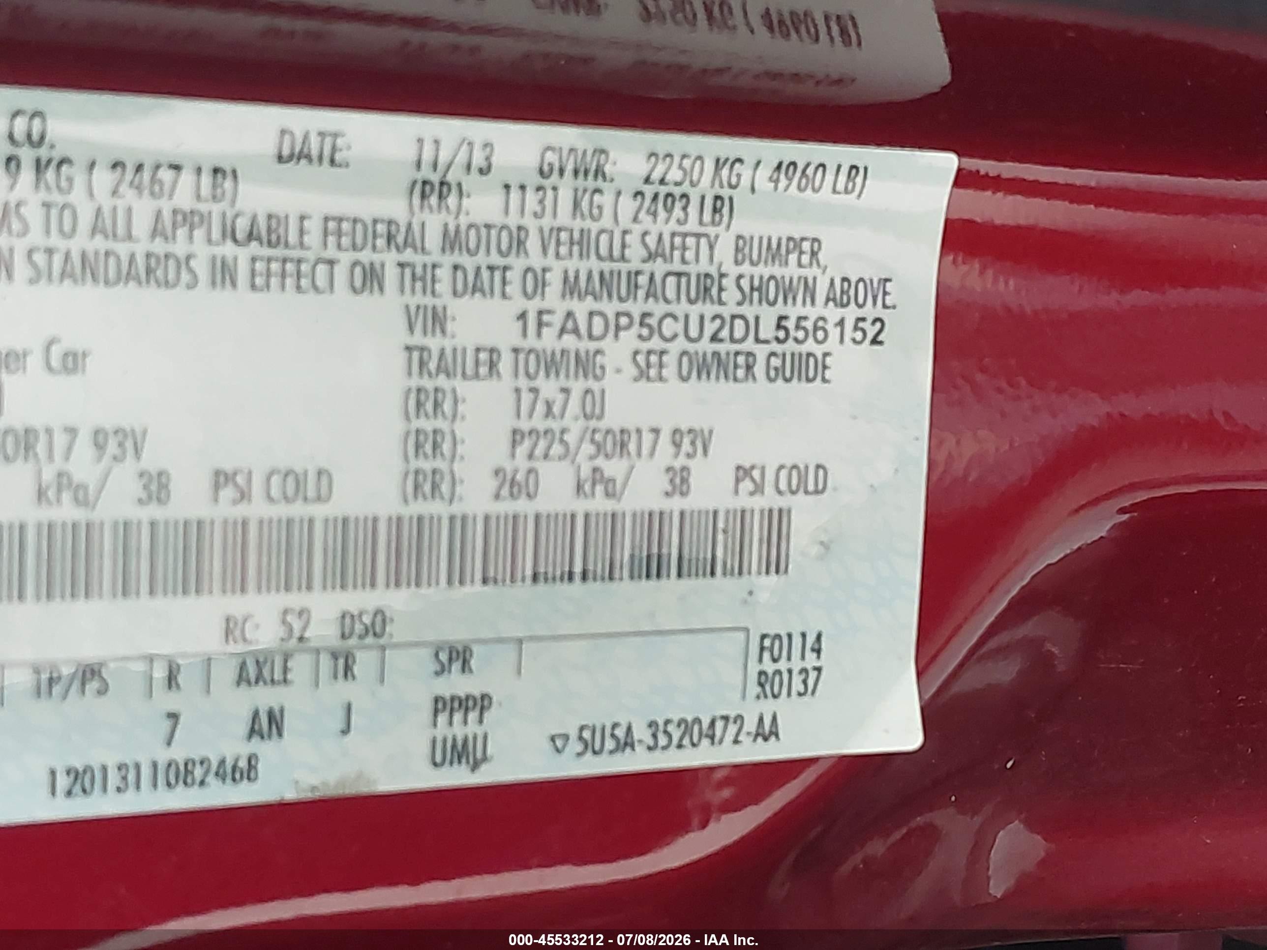 2013 Ford C-max Energi Sel Red vin: 1FADP5CU2DL556152