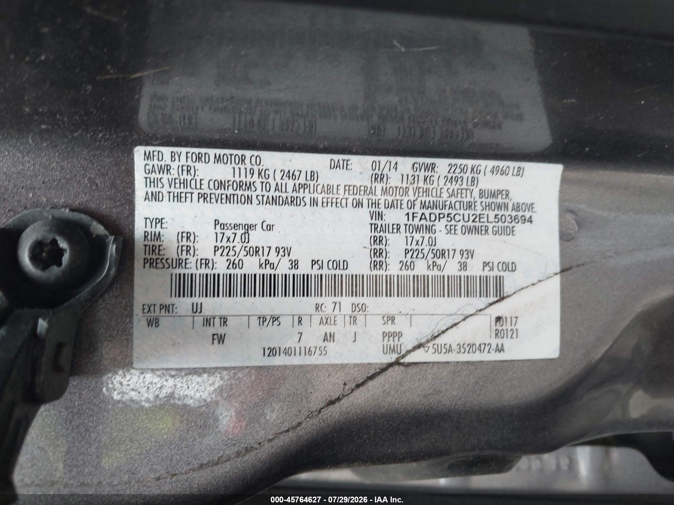 2014 Ford C-max Energi Sel Gray vin: 1FADP5CU2EL503694