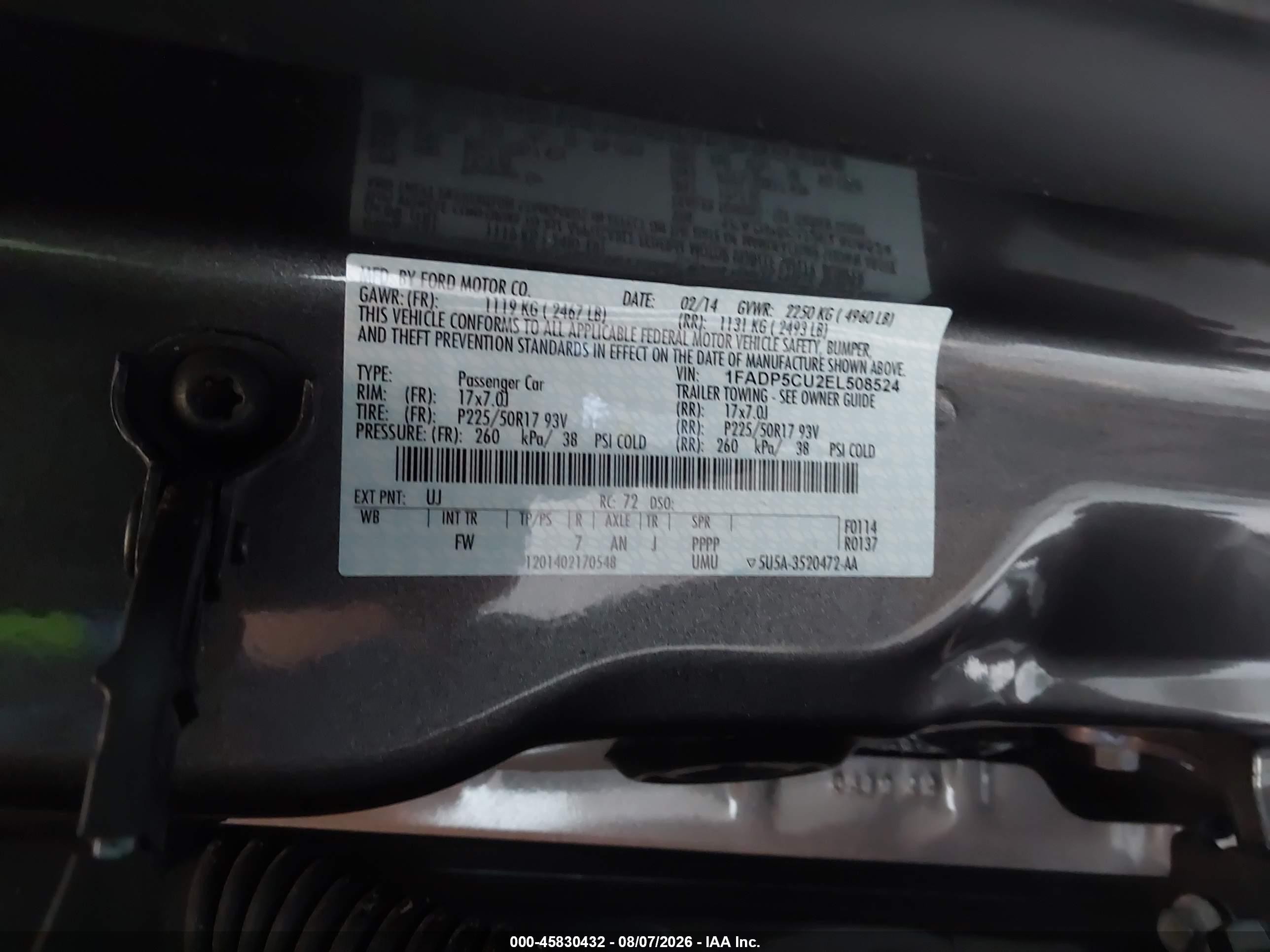 2014 Ford C-max Energi Sel Gray vin: 1FADP5CU2EL508524
