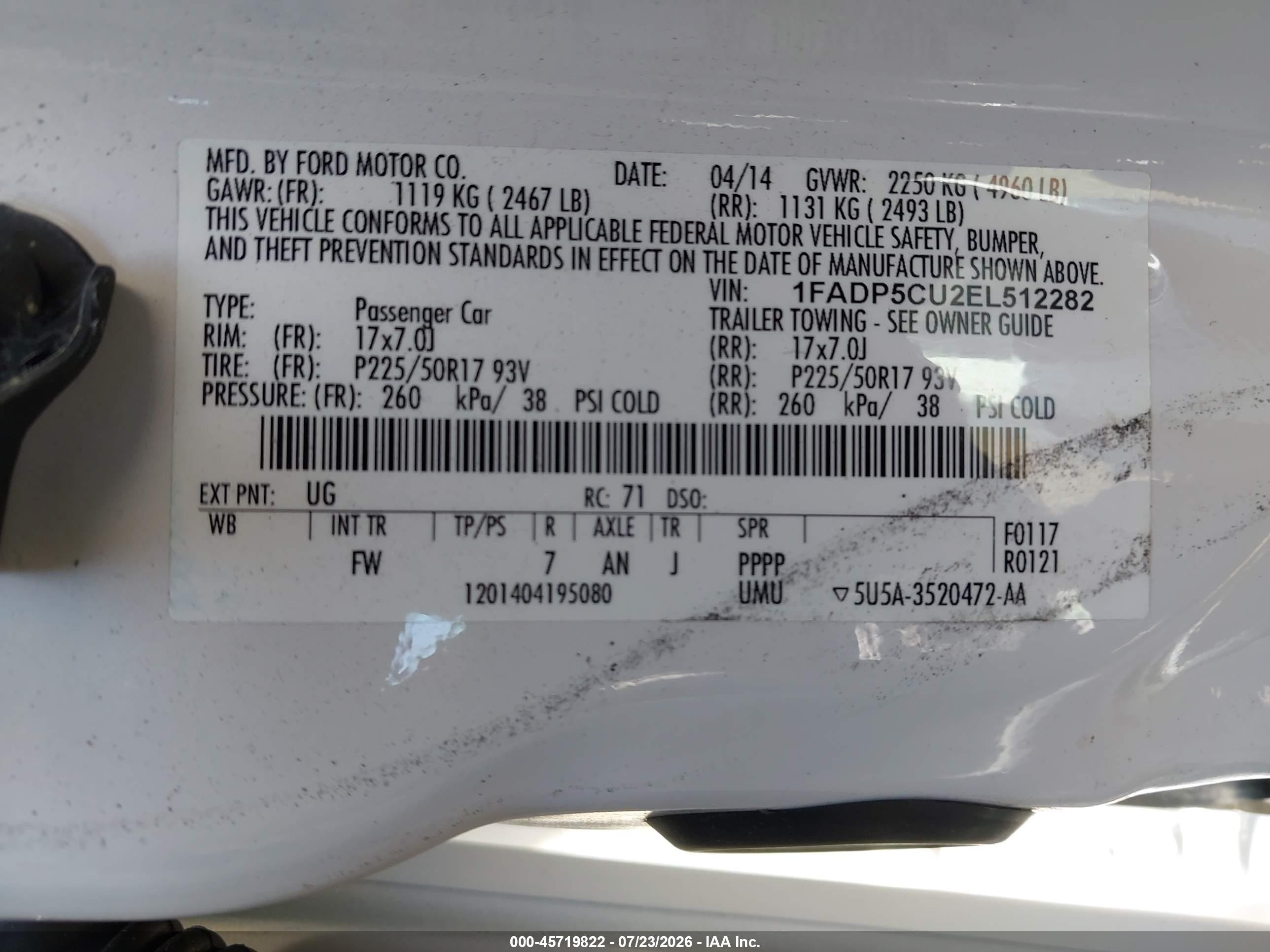 2014 Ford C-max Energi Sel Белый vin: 1FADP5CU2EL512282
