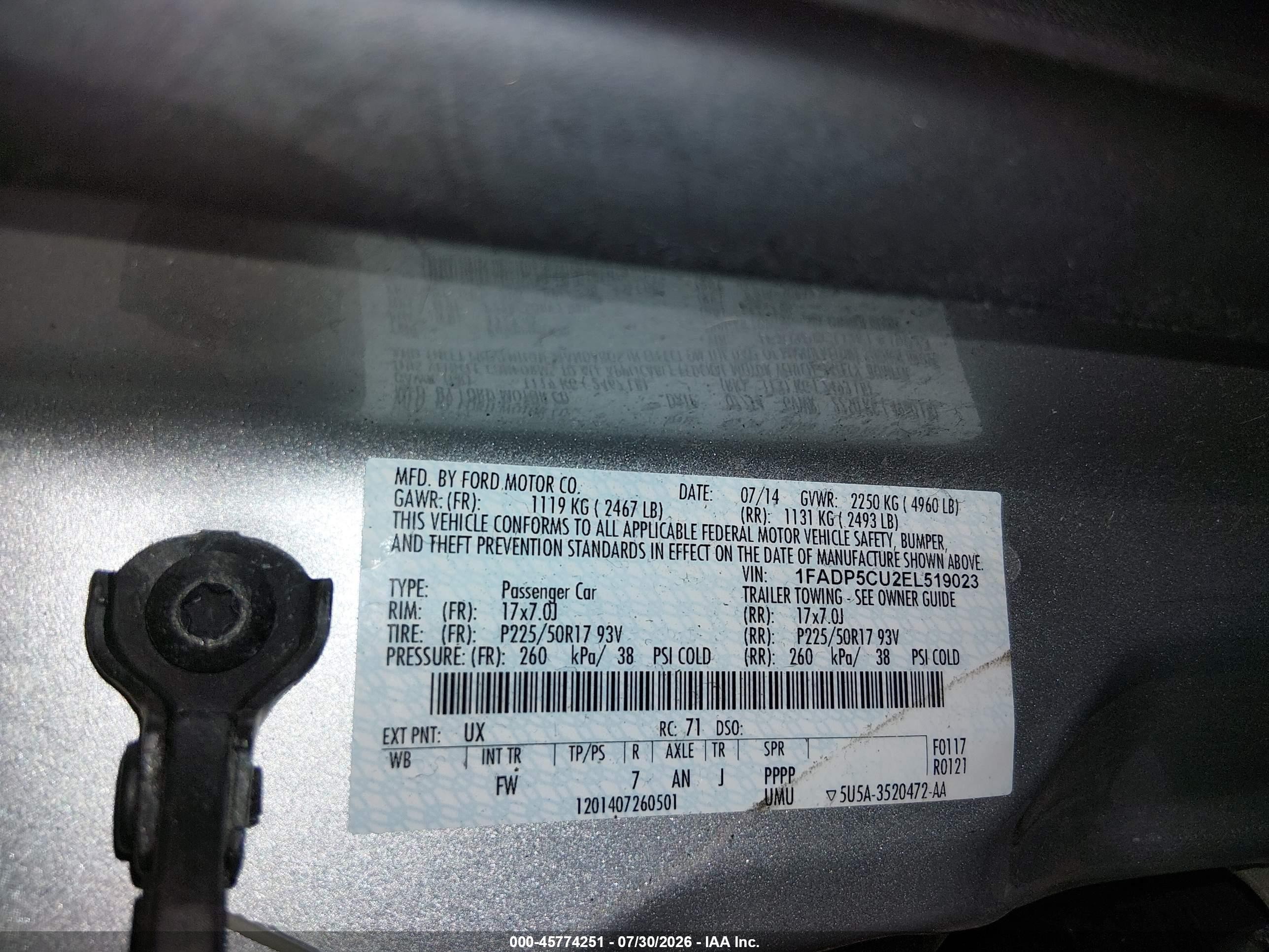 2014 Ford C-max Energi Sel Silver vin: 1FADP5CU2EL519023