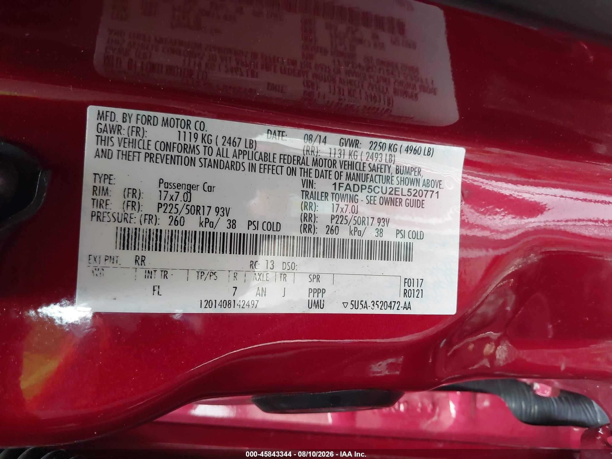 2014 Ford C-max Energi Sel Red vin: 1FADP5CU2EL520771
