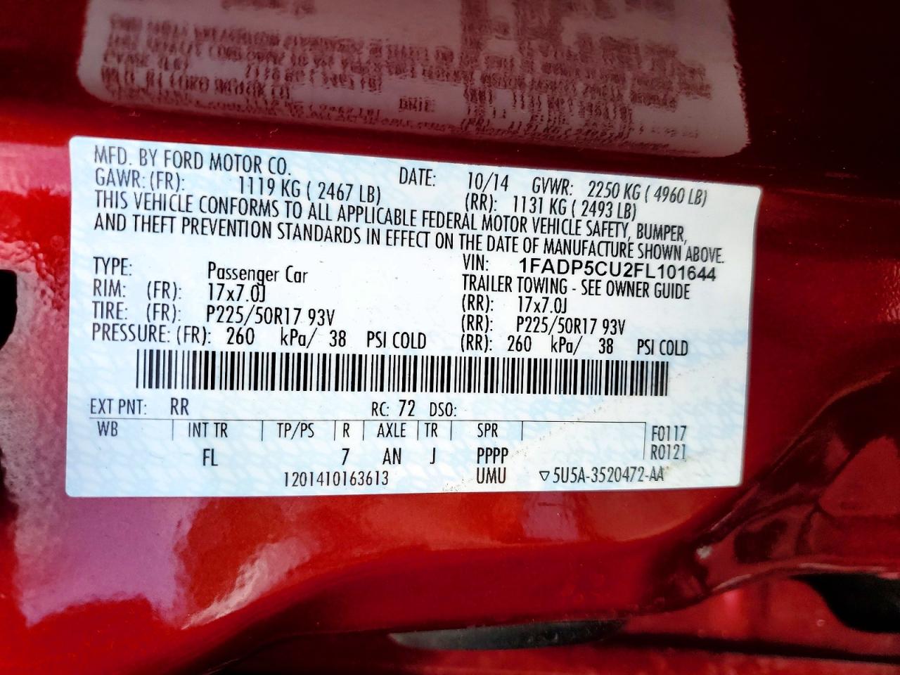 2015 Ford C-max Premium Sel Maroon vin: 1FADP5CU2FL101644