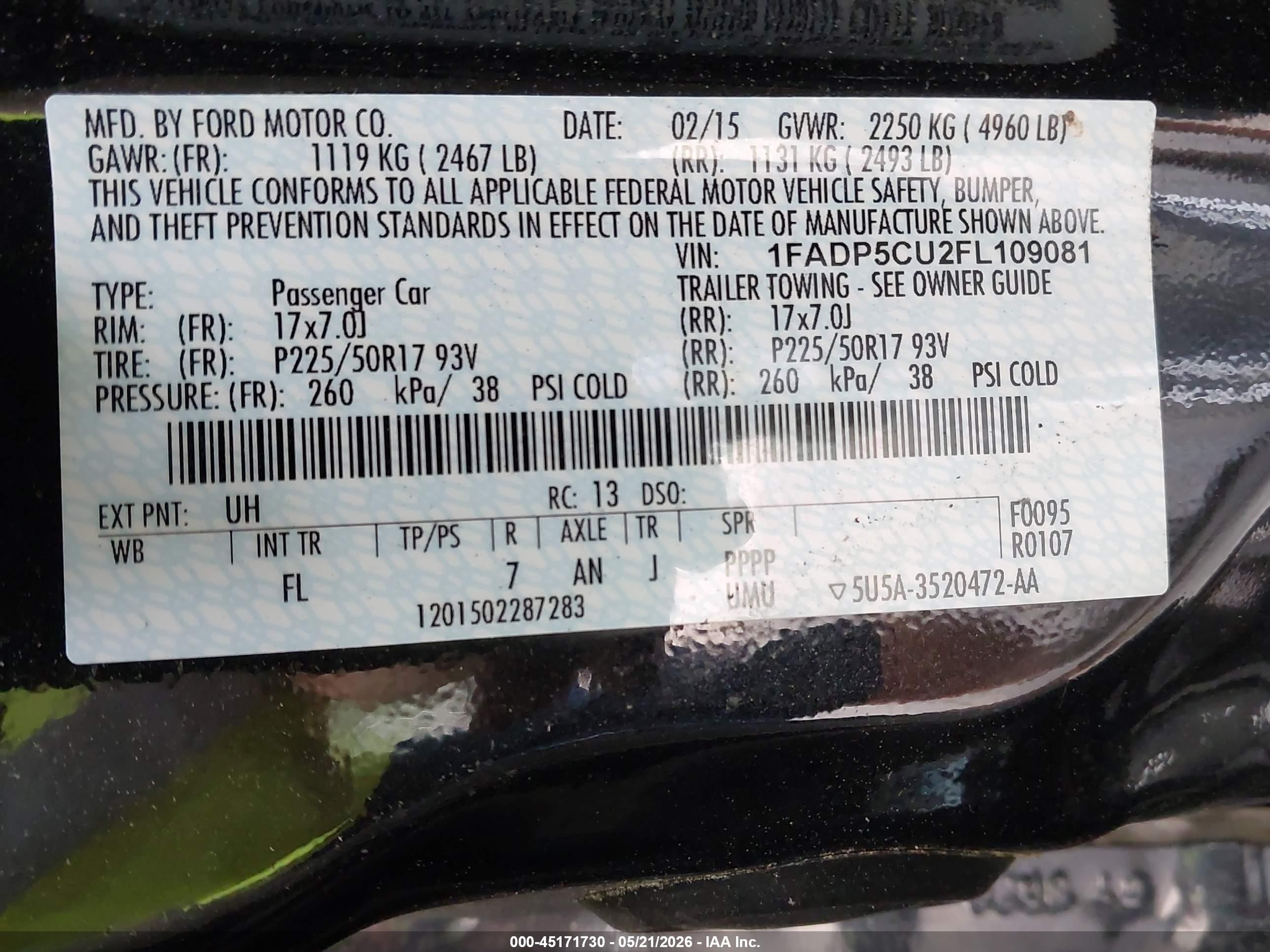 2015 Ford C-max Energi Sel Black vin: 1FADP5CU2FL109081