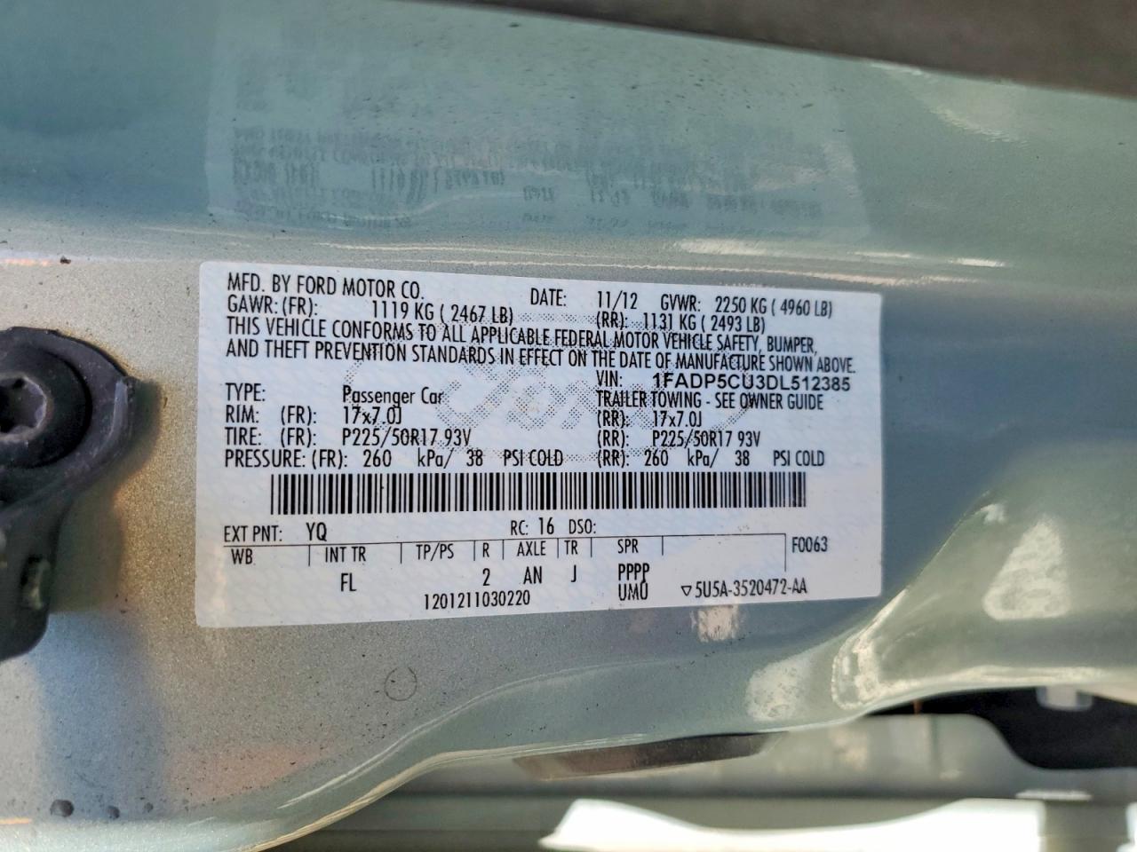 2013 Ford C-max Premium Teal vin: 1FADP5CU3DL512385