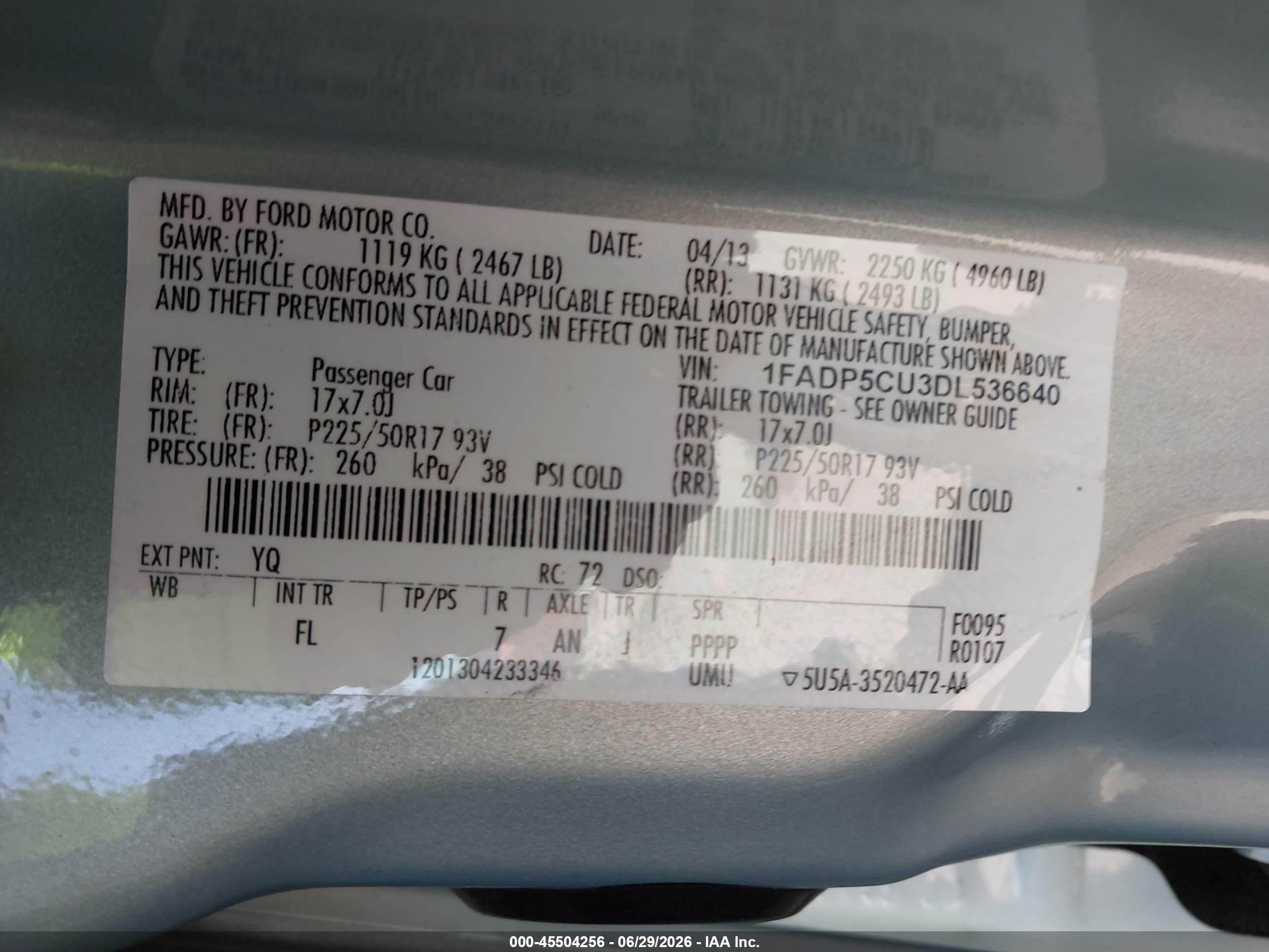 2013 Ford C-max Energi Sel Light Blue vin: 1FADP5CU3DL536640