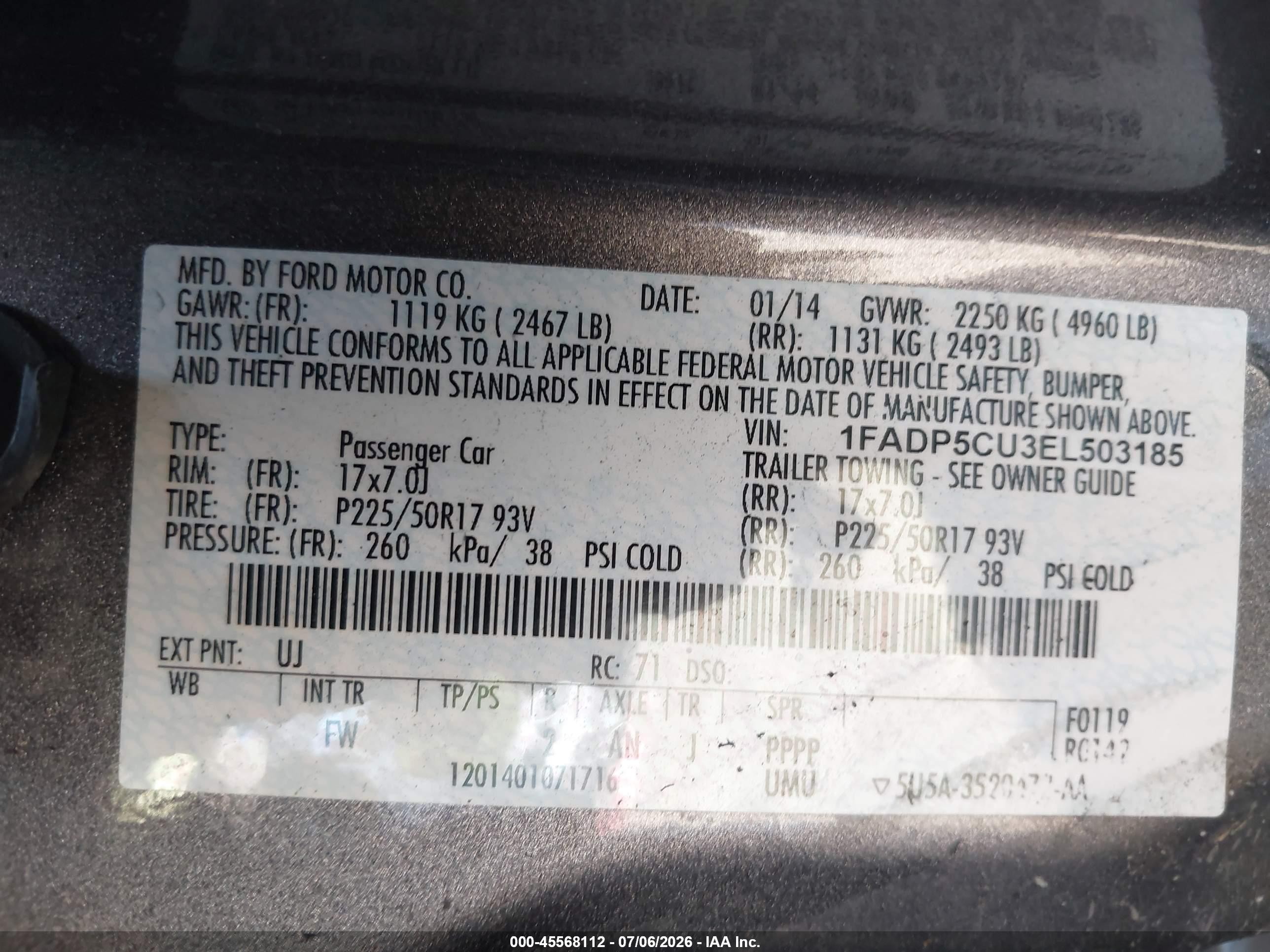 2014 Ford C-max Energi Sel Gray vin: 1FADP5CU3EL503185
