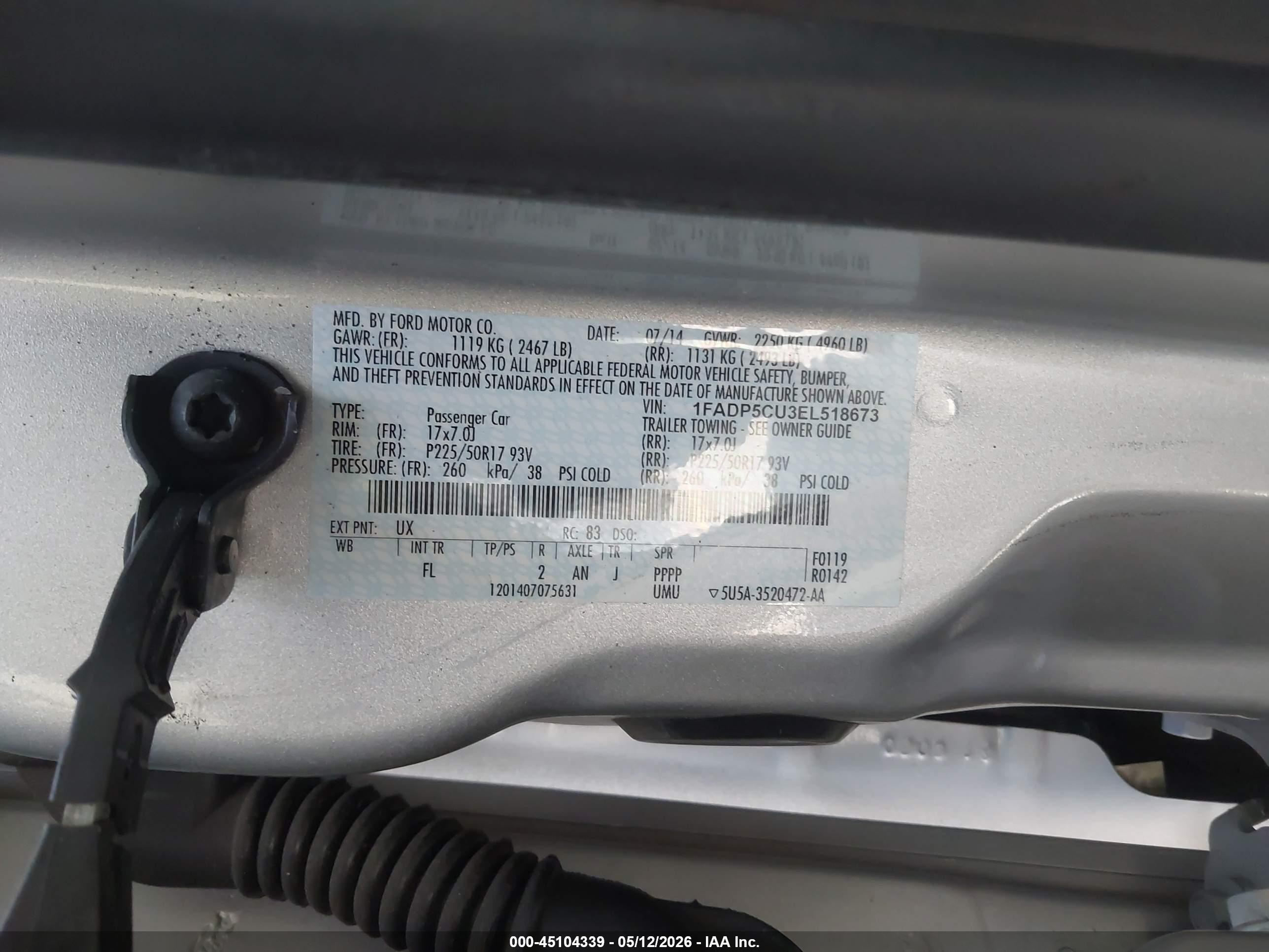 2014 Ford C-max Energi Sel Silver vin: 1FADP5CU3EL518673