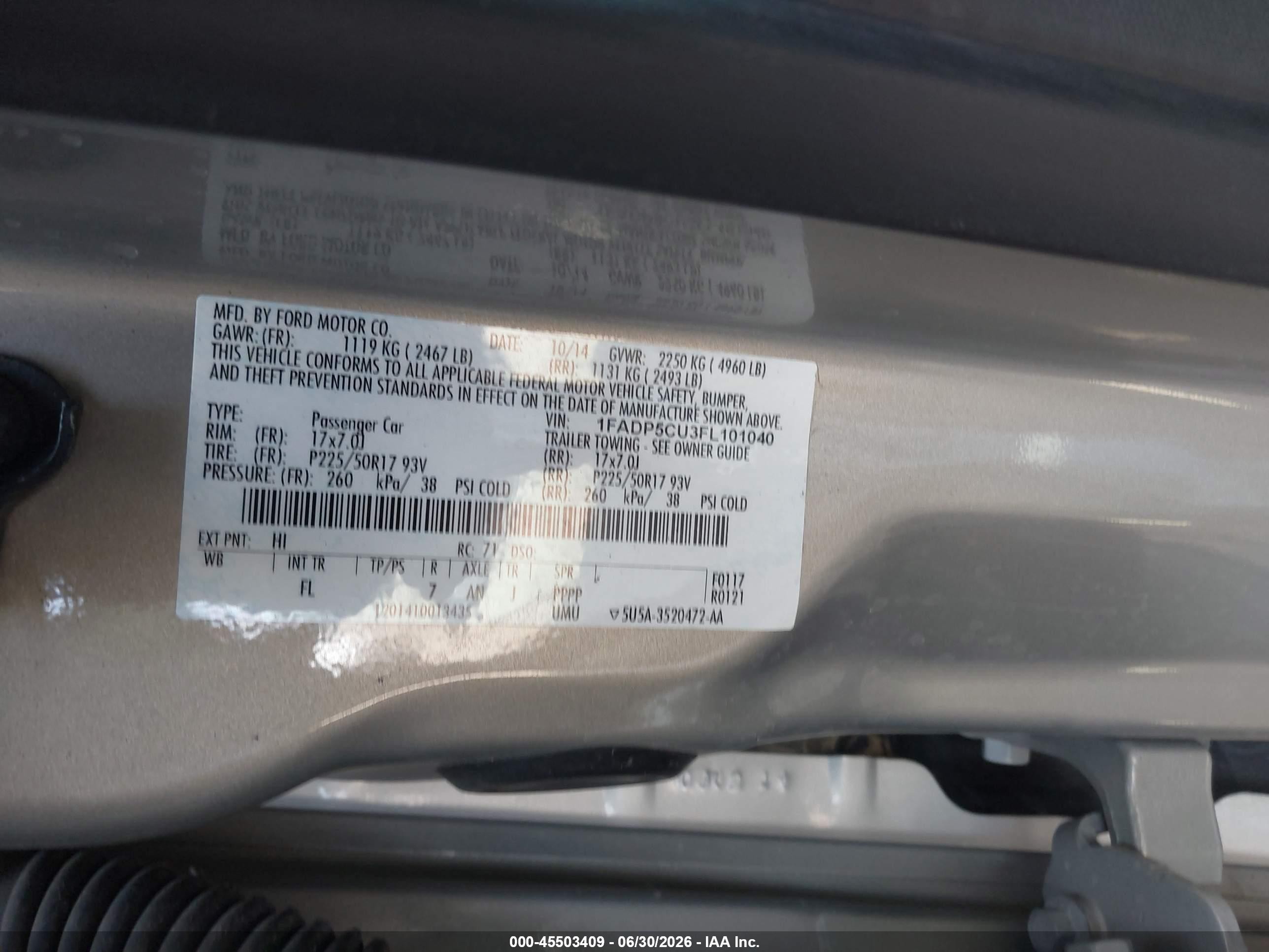2015 Ford C-max Energi Sel Золотой vin: 1FADP5CU3FL101040