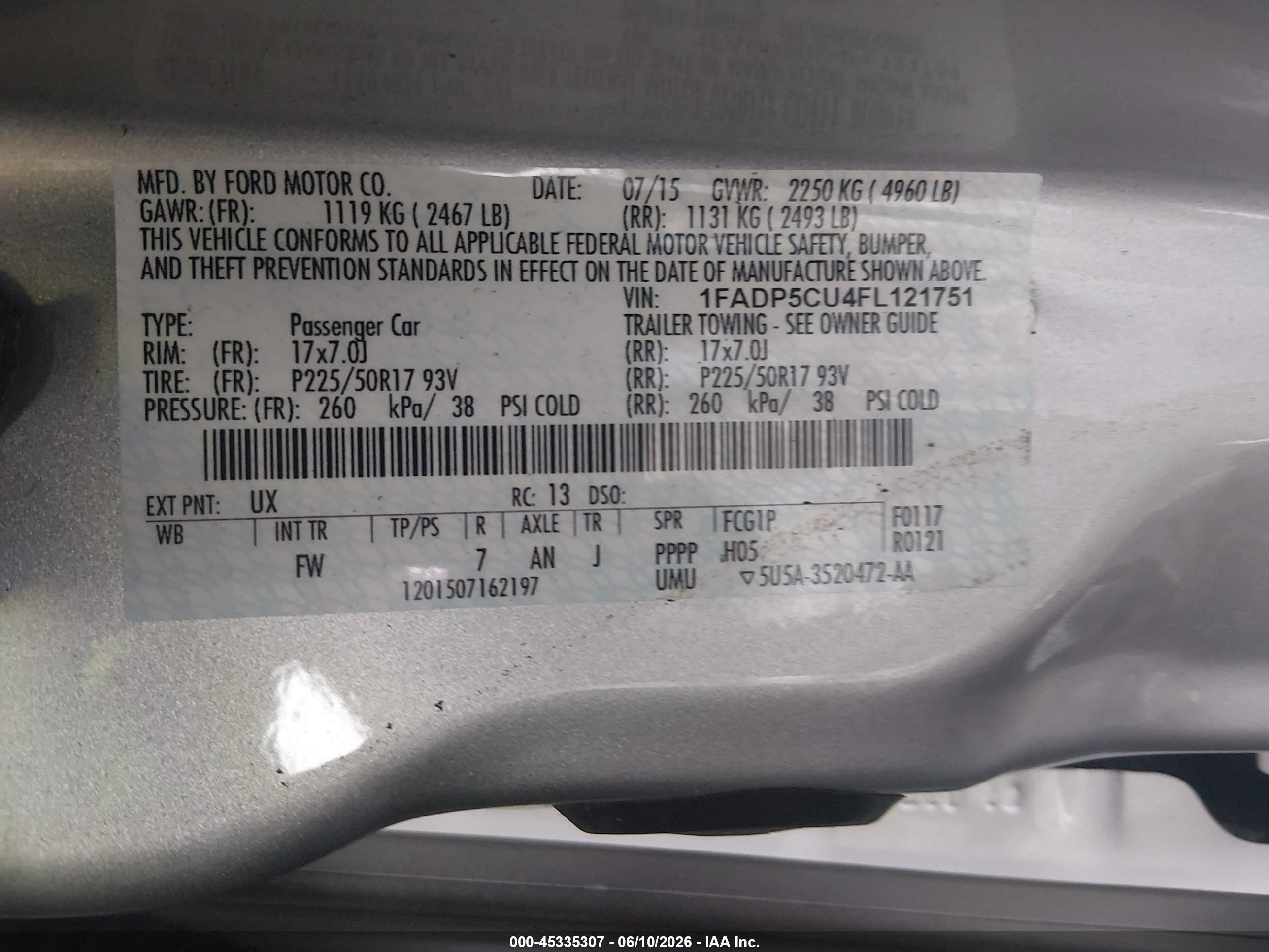 2015 Ford C-max Energi Sel Silver vin: 1FADP5CU4FL121751