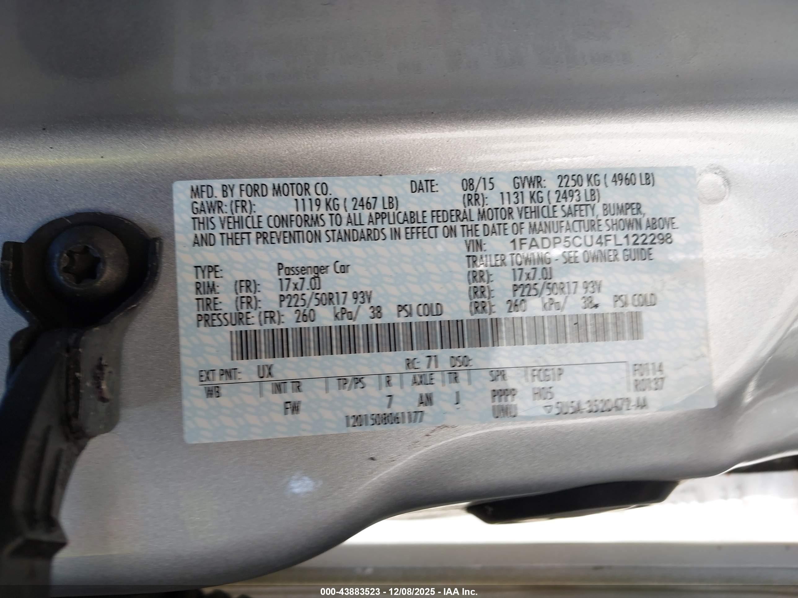 2015 Ford C-max Energi Sel Серый vin: 1FADP5CU4FL122298