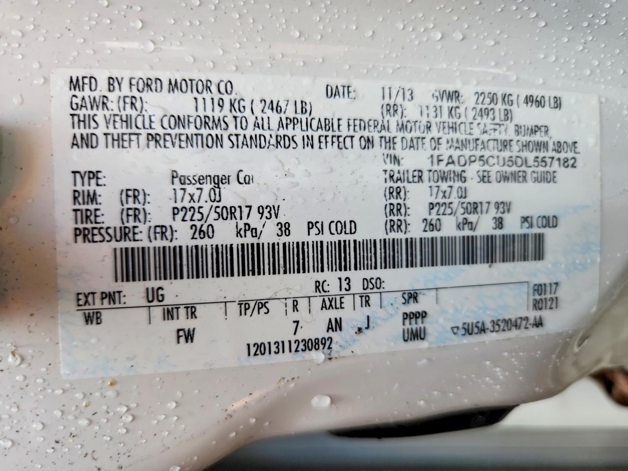 2013 Ford C-max Premium Белый vin: 1FADP5CU5DL557182
