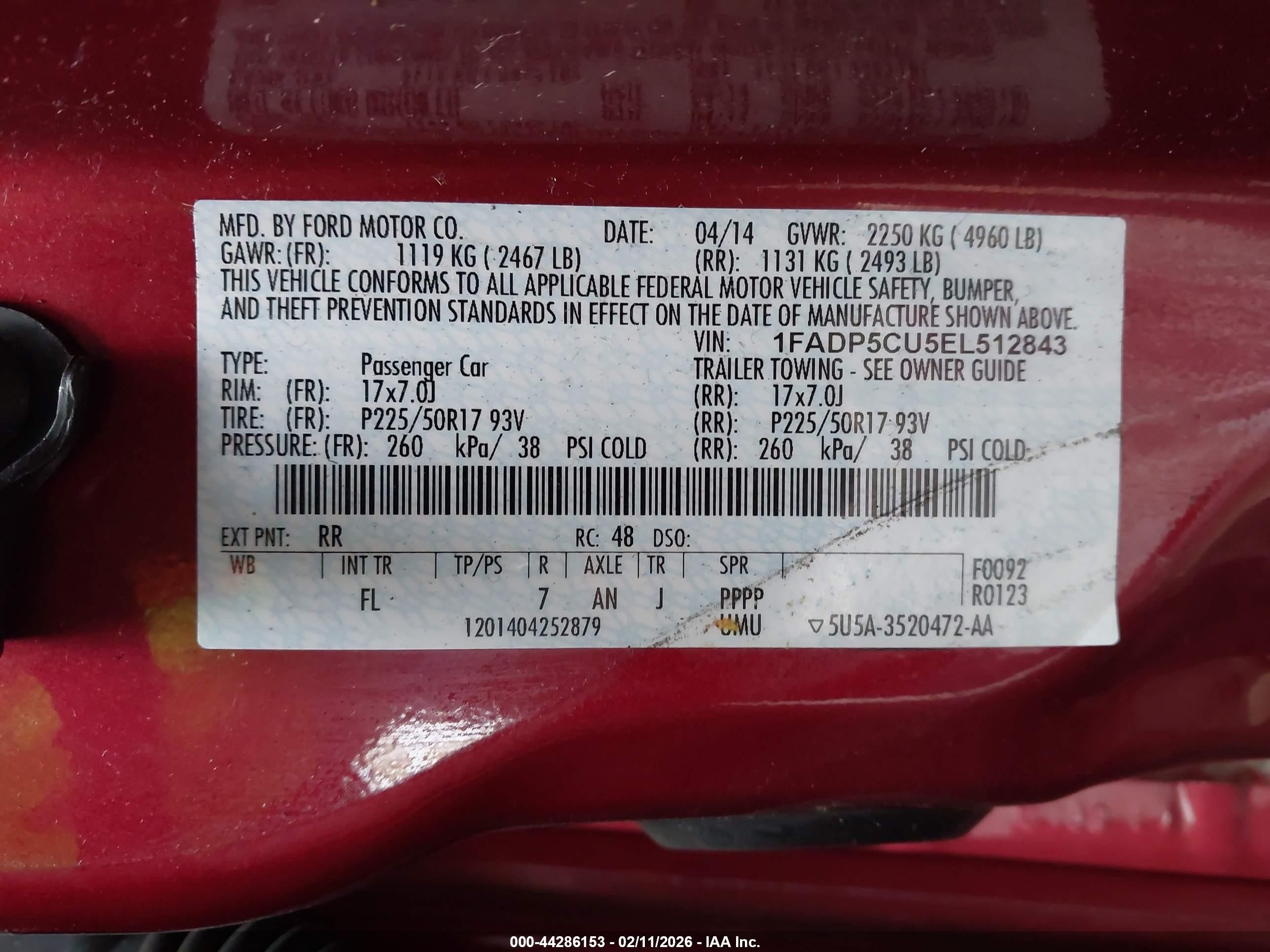 2014 Ford C-max Energi Sel Red vin: 1FADP5CU5EL512843