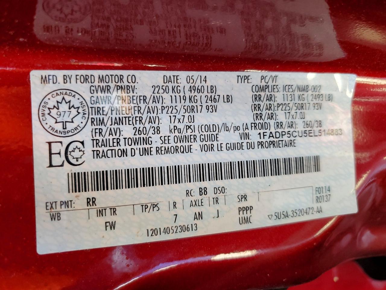 2014 Ford C-max Premium Maroon vin: 1FADP5CU5EL514883