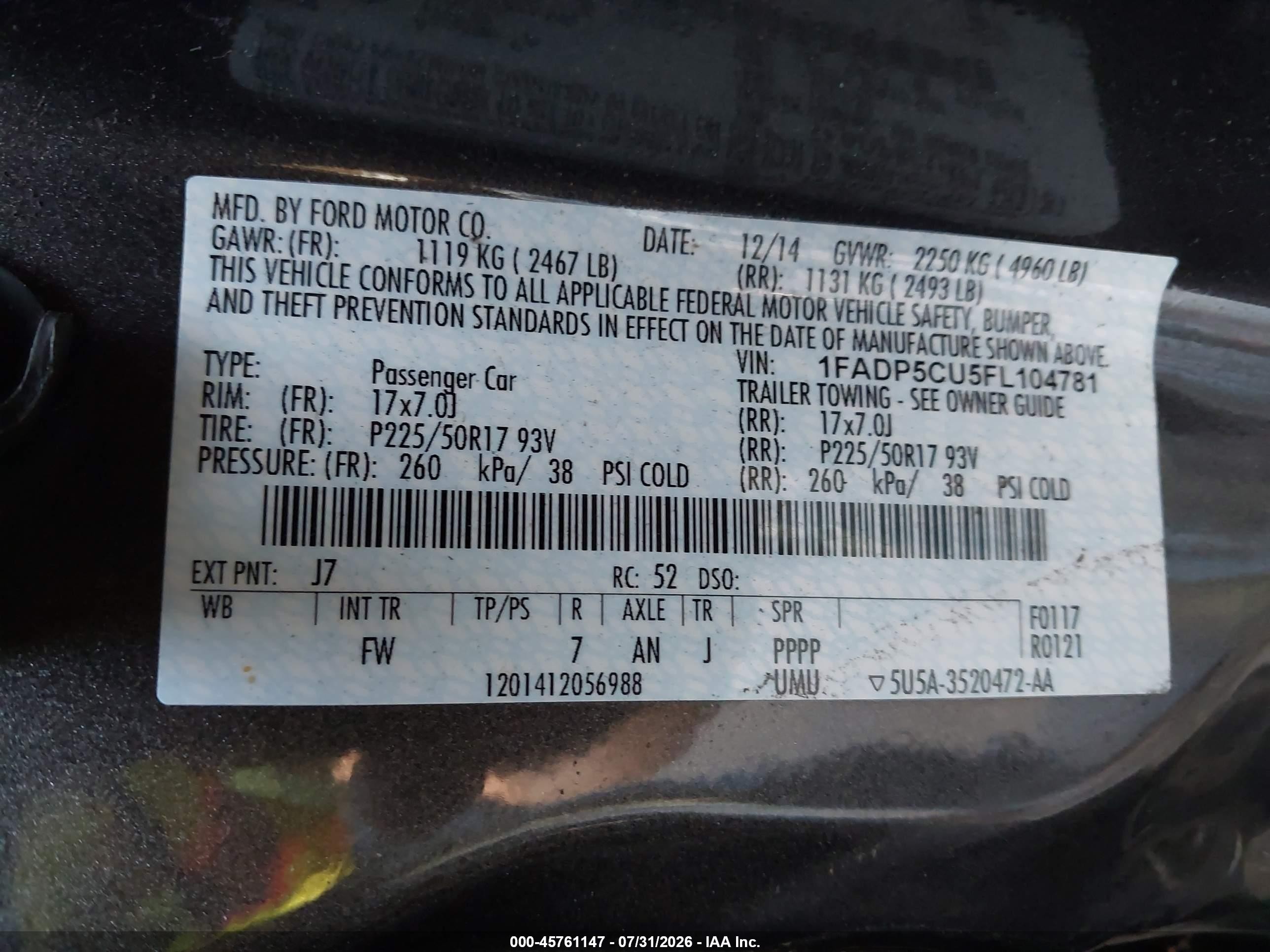2015 Ford C-max Energi Sel Black vin: 1FADP5CU5FL104781