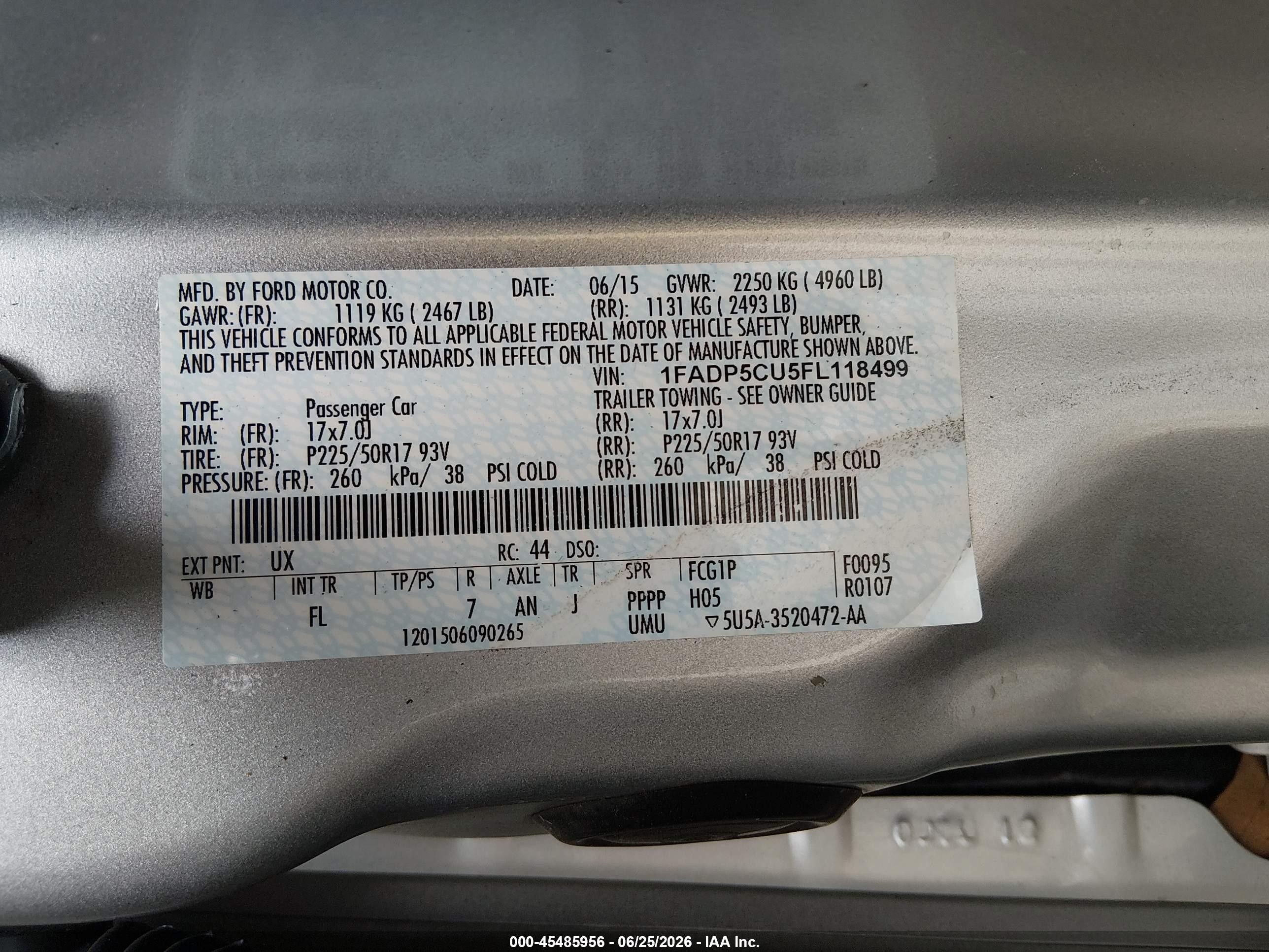 2015 Ford C-max Energi Sel Silver vin: 1FADP5CU5FL118499