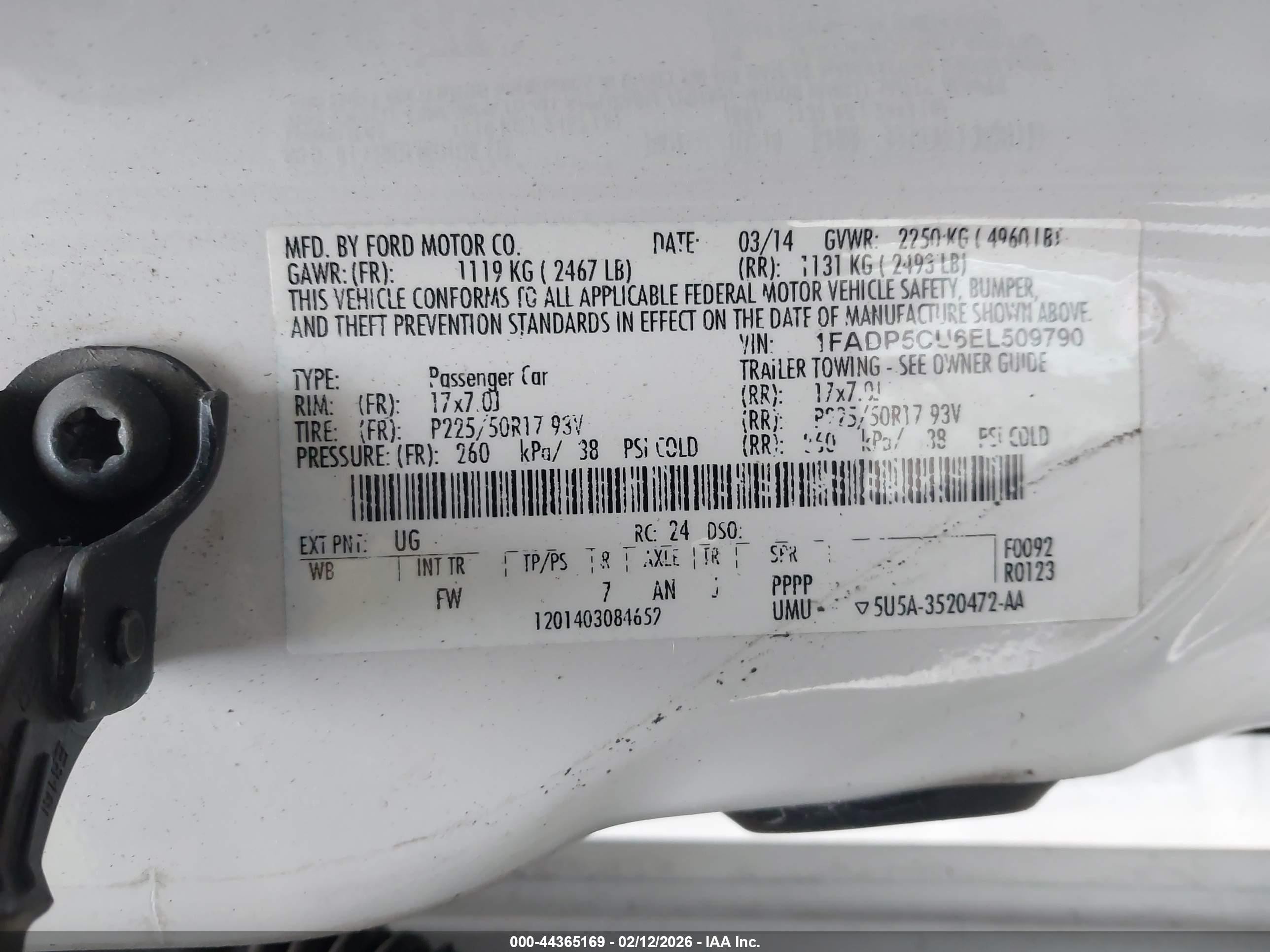 2014 Ford C-max Energi Sel White vin: 1FADP5CU6EL509790