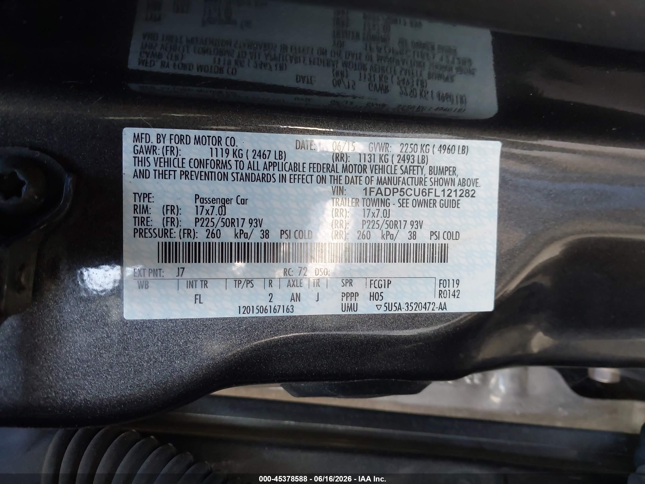 2015 Ford C-max Energi Sel Gray vin: 1FADP5CU6FL121282