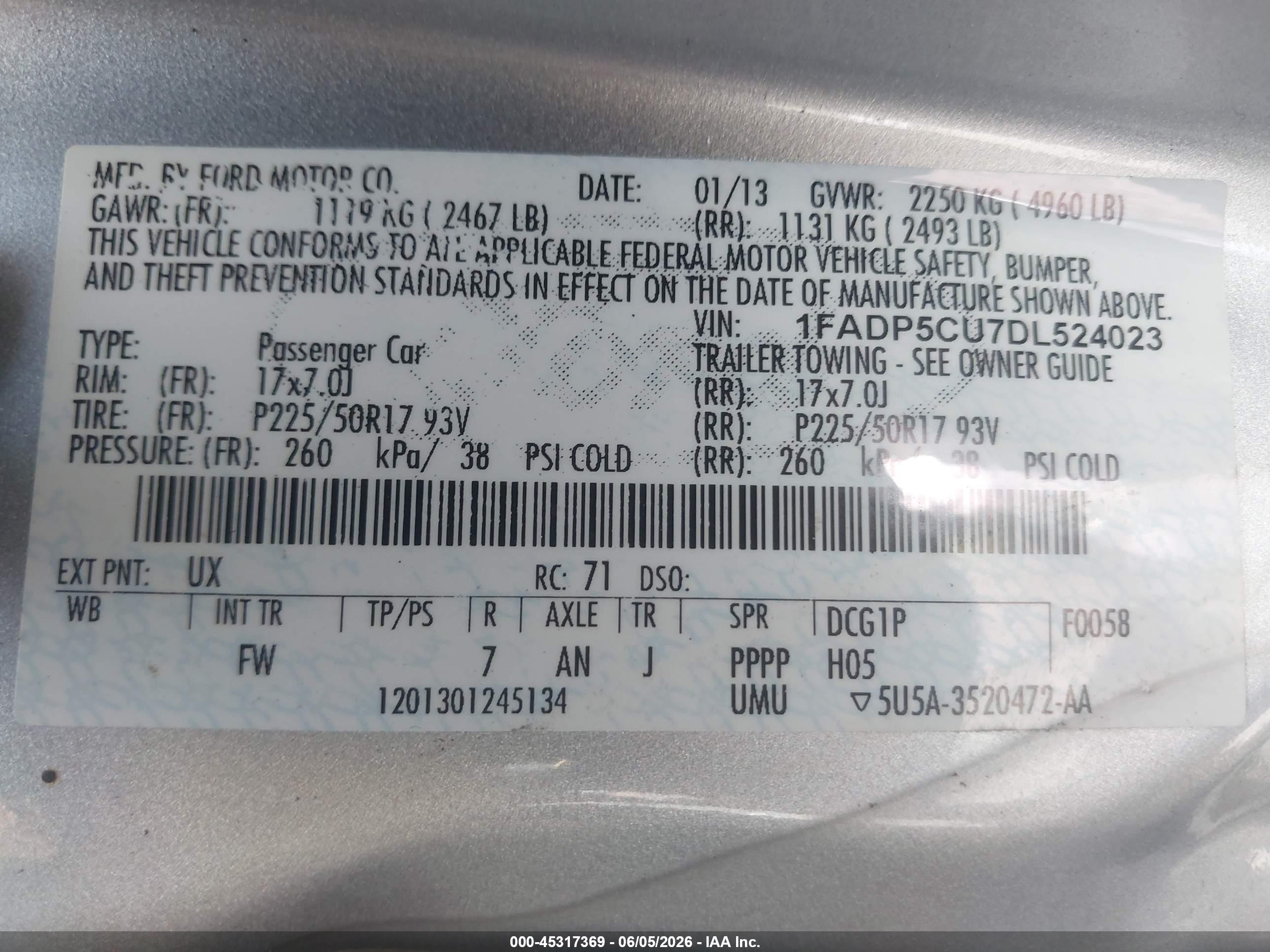 2013 Ford C-max Energi Sel Silver vin: 1FADP5CU7DL524023