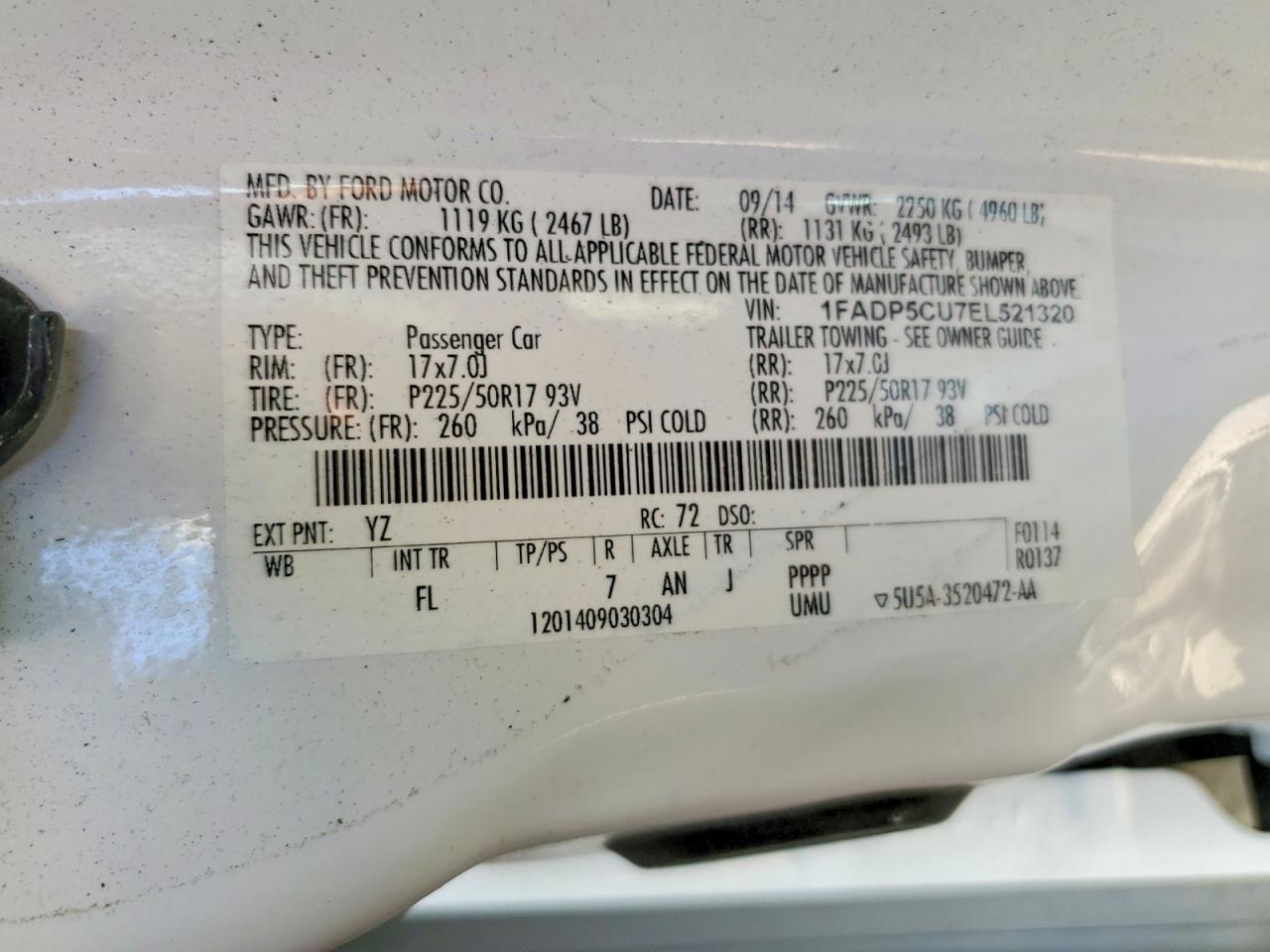 2014 Ford C-max Premium White vin: 1FADP5CU7EL521320