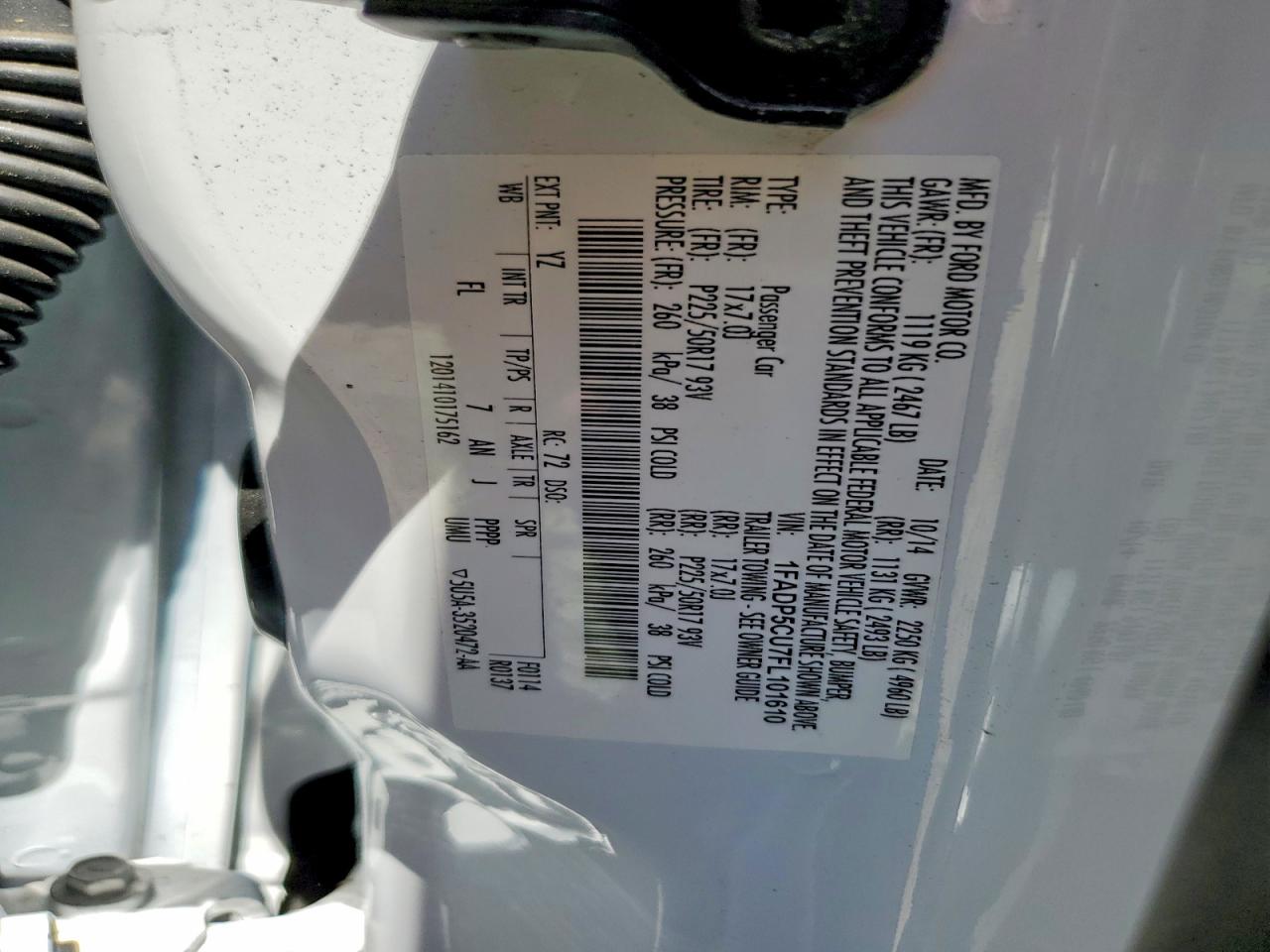 2015 Ford C-max Premium Sel White vin: 1FADP5CU7FL101610