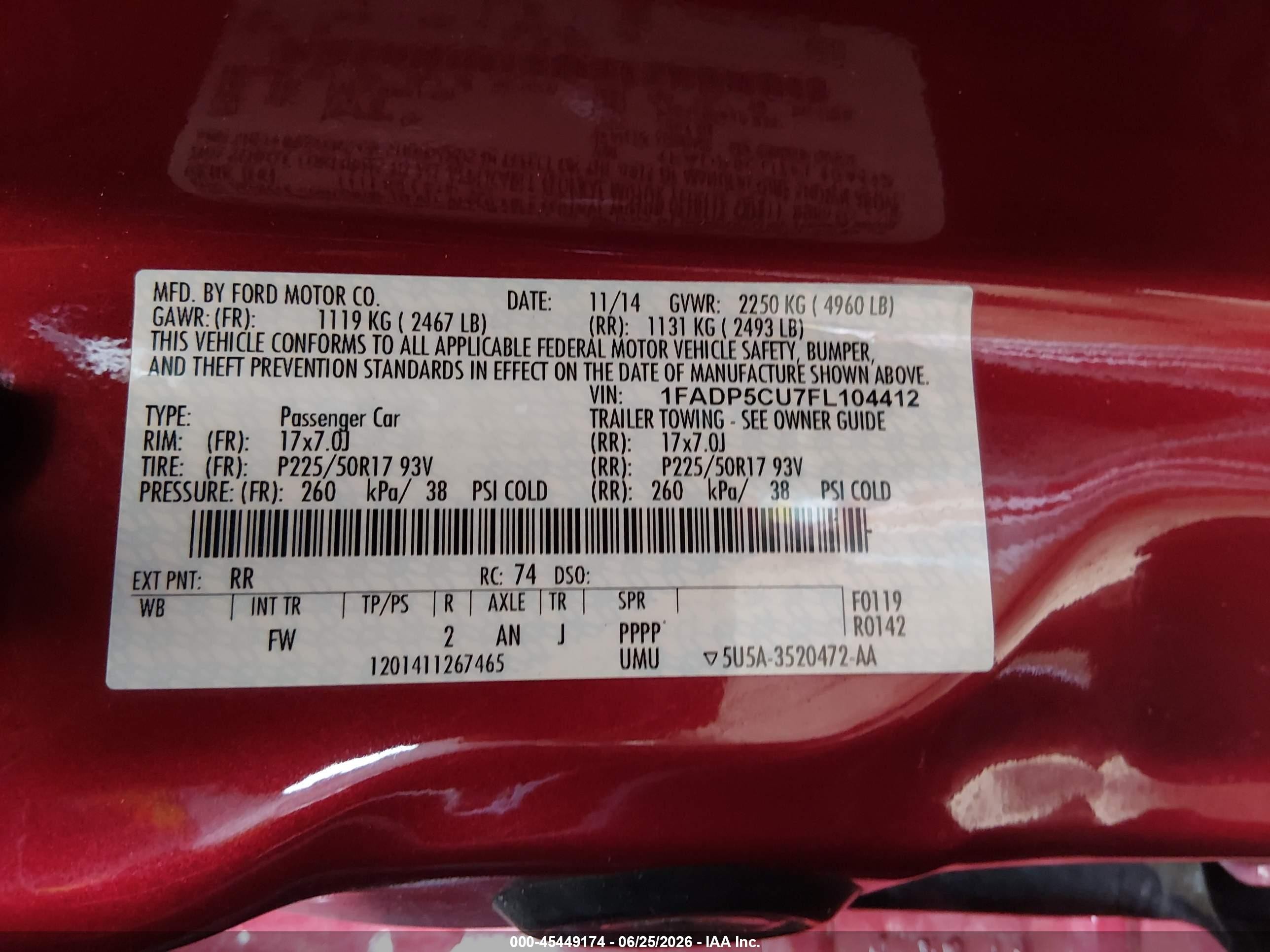 2015 Ford C-max Energi Sel Red vin: 1FADP5CU7FL104412