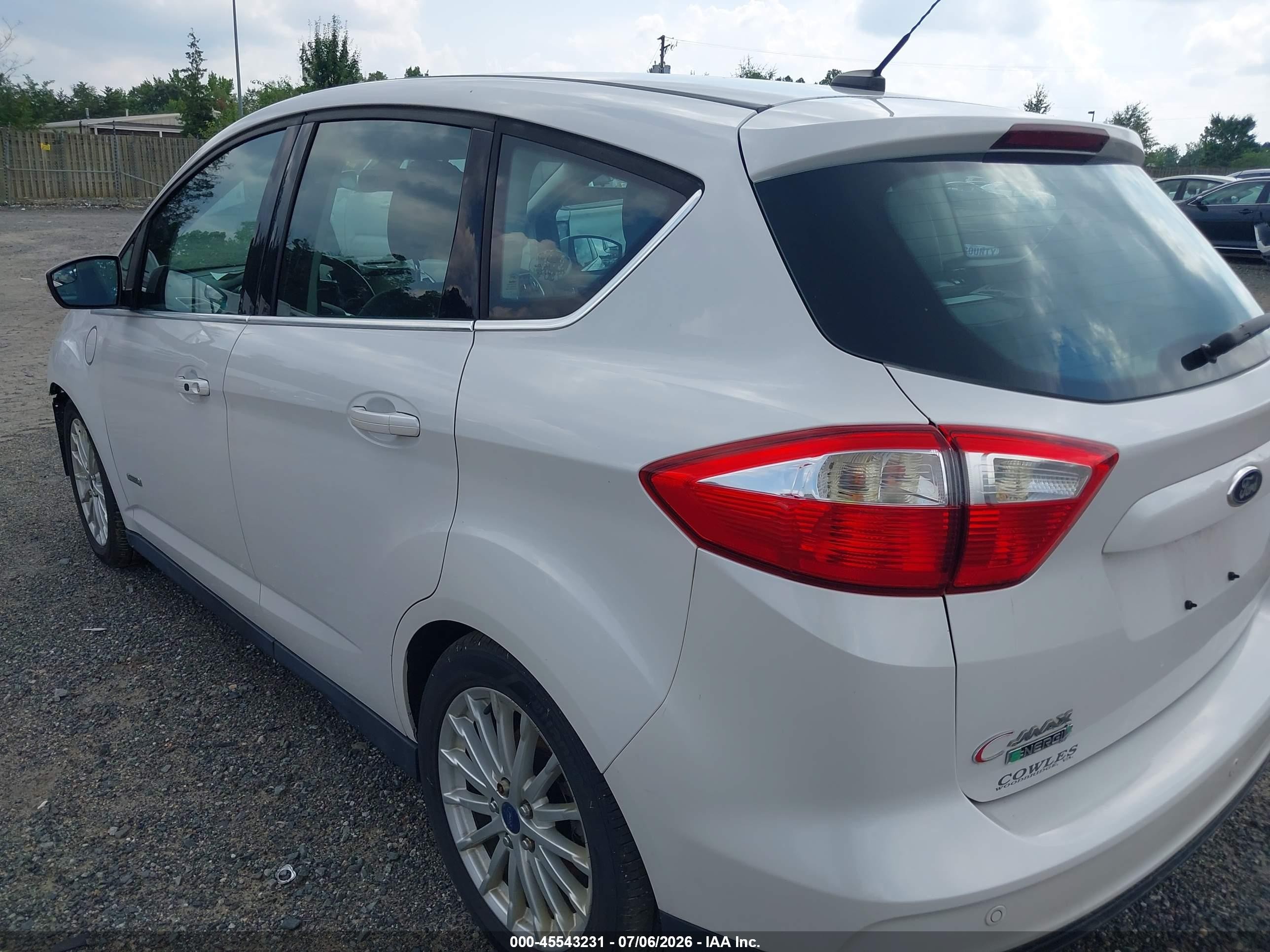 2013 Ford C-max Energi Sel White vin: 1FADP5CU8DL541879