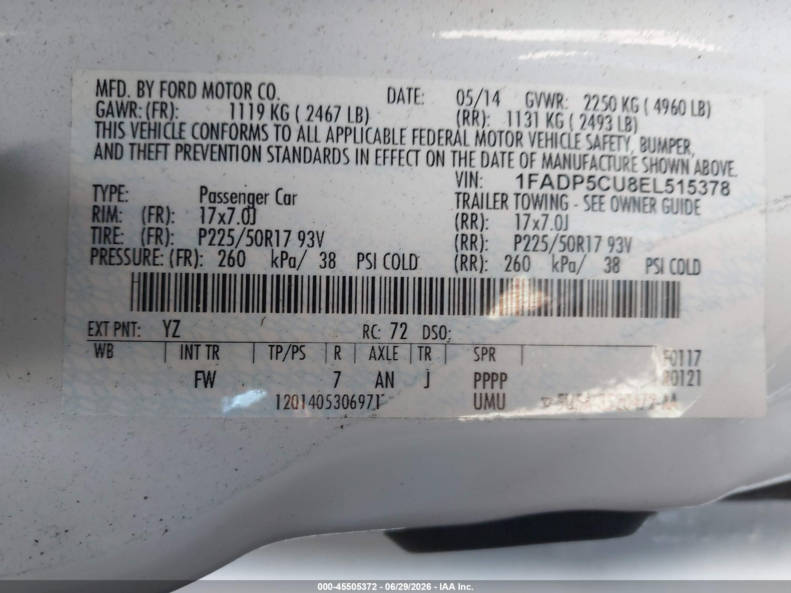 2014 Ford C-max Energi Sel White vin: 1FADP5CU8EL515378