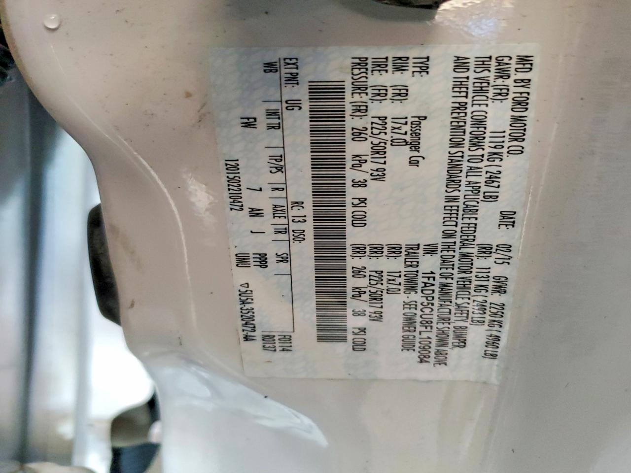 2015 Ford C-max Premium Sel Белый vin: 1FADP5CU8FL109084
