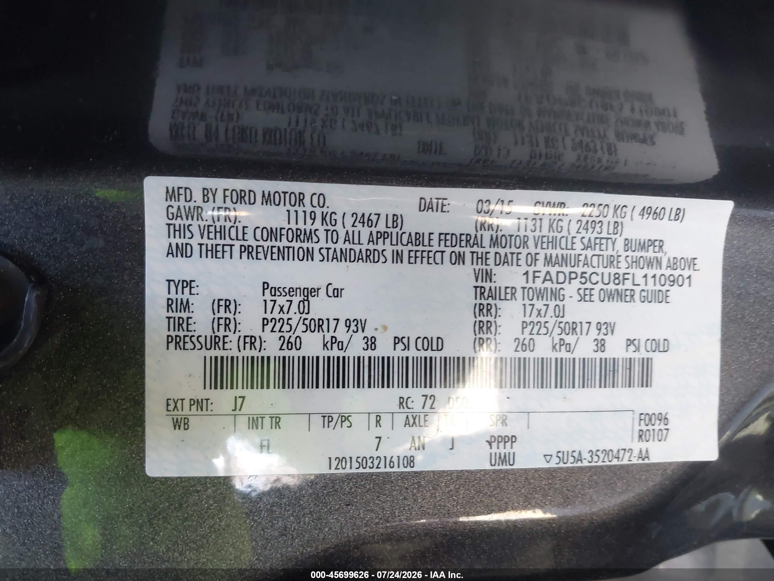 2015 Ford C-max Energi Sel Черный vin: 1FADP5CU8FL110901