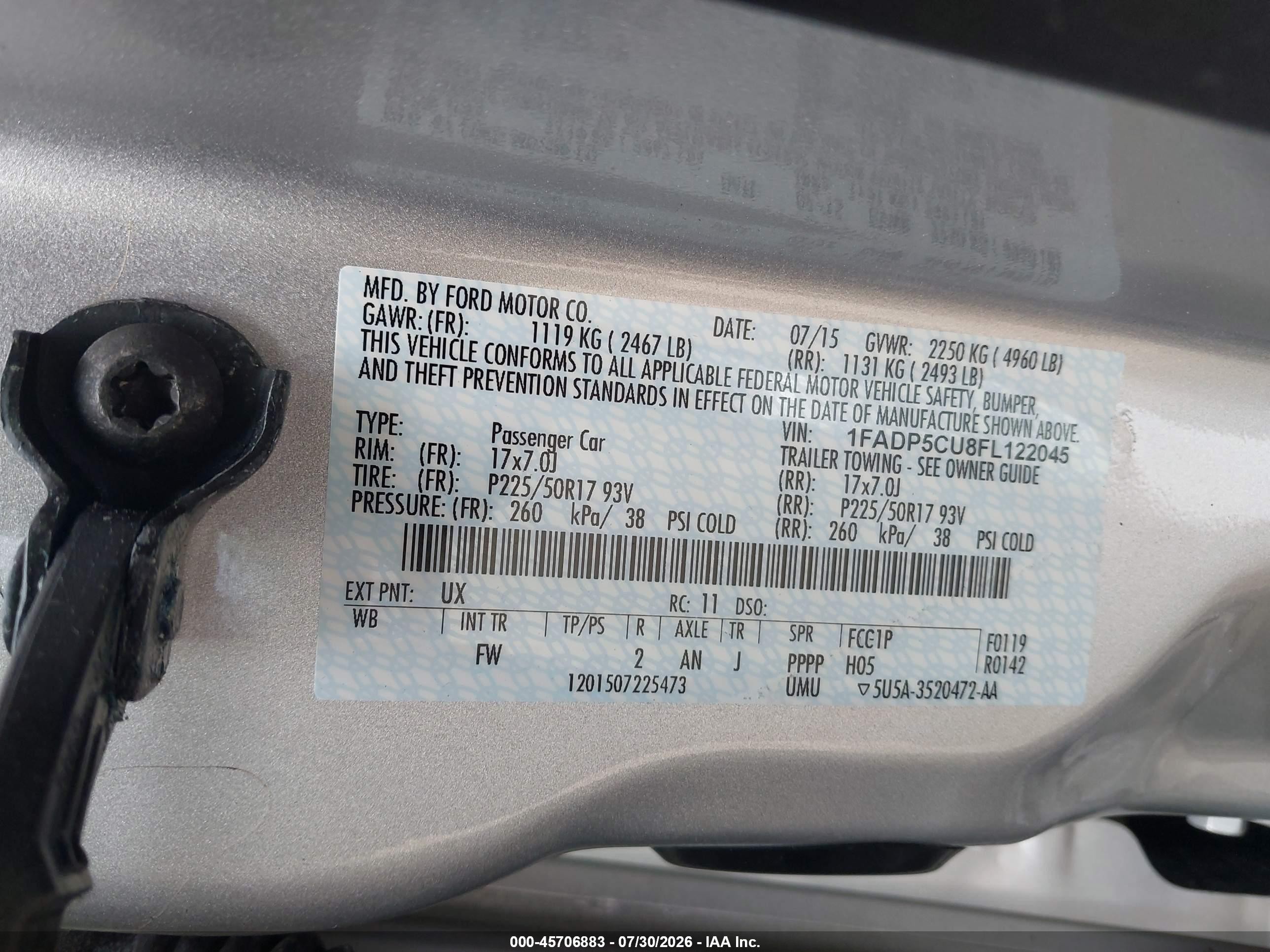 2015 Ford C-max Energi Sel Silver vin: 1FADP5CU8FL122045