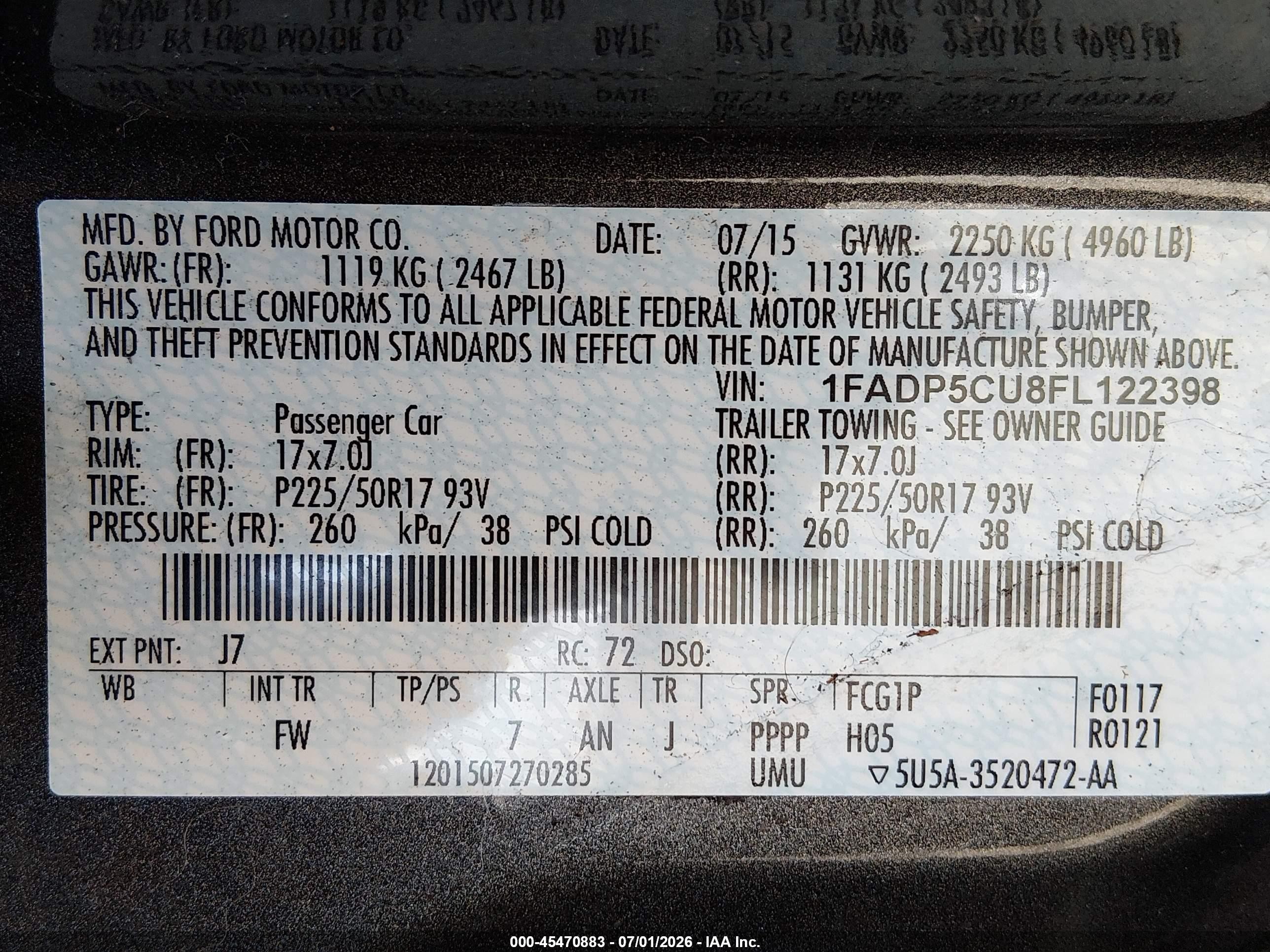 2015 Ford C-max Energi Sel Gray vin: 1FADP5CU8FL122398