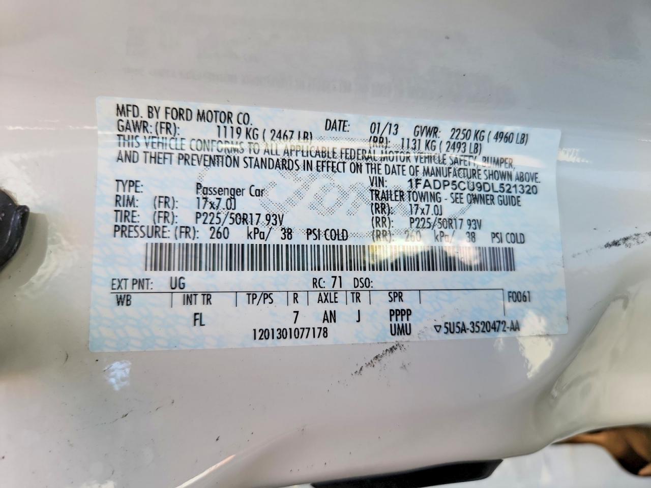 2013 Ford C-max Premium White vin: 1FADP5CU9DL521320