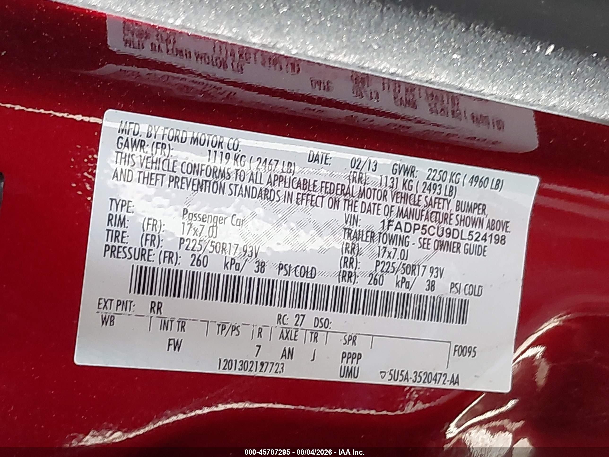 2013 Ford C-max Energi Sel Red vin: 1FADP5CU9DL524198